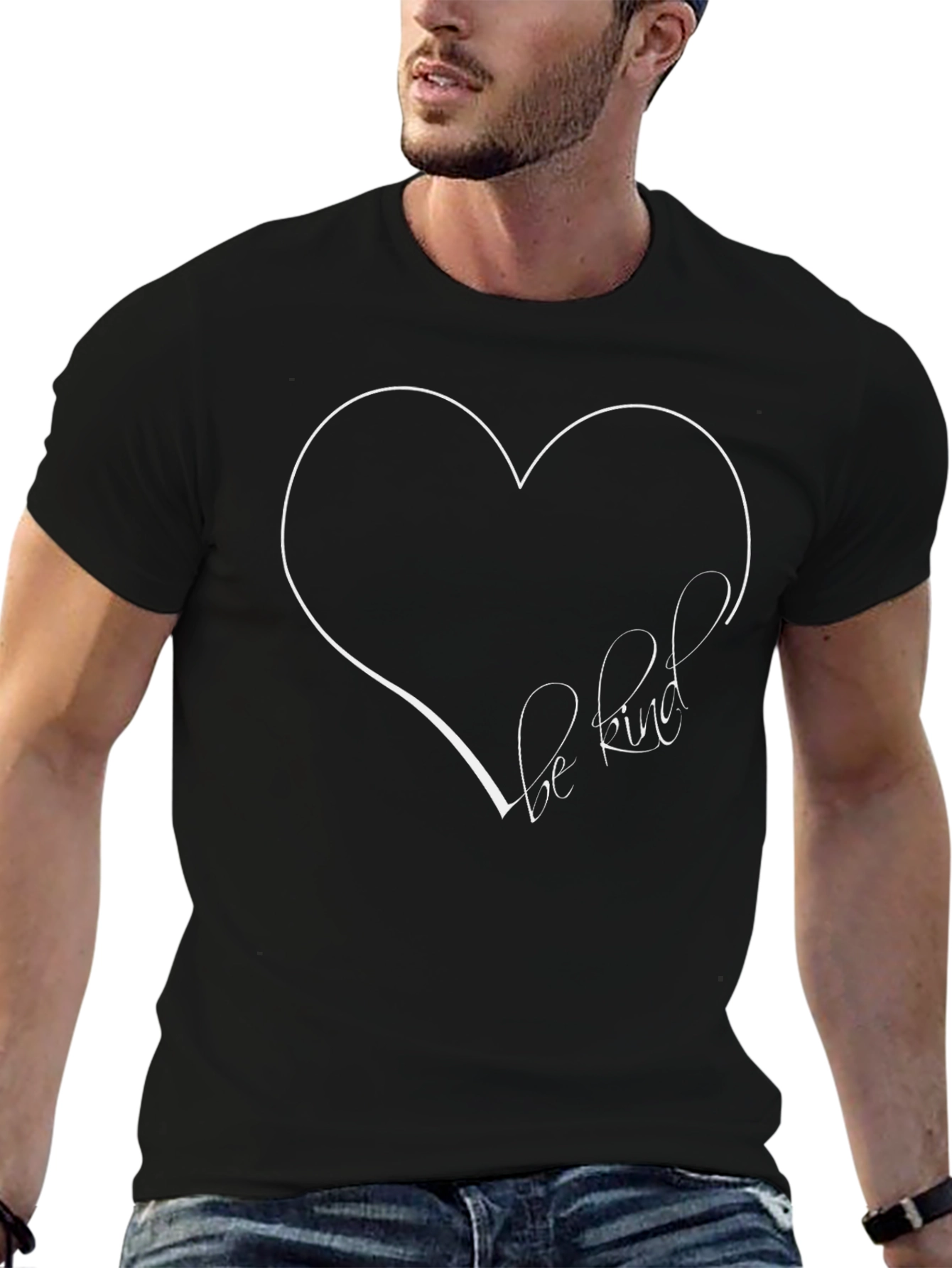 Be Kind Heart Graphic Tee - Soft Black T-Shirt