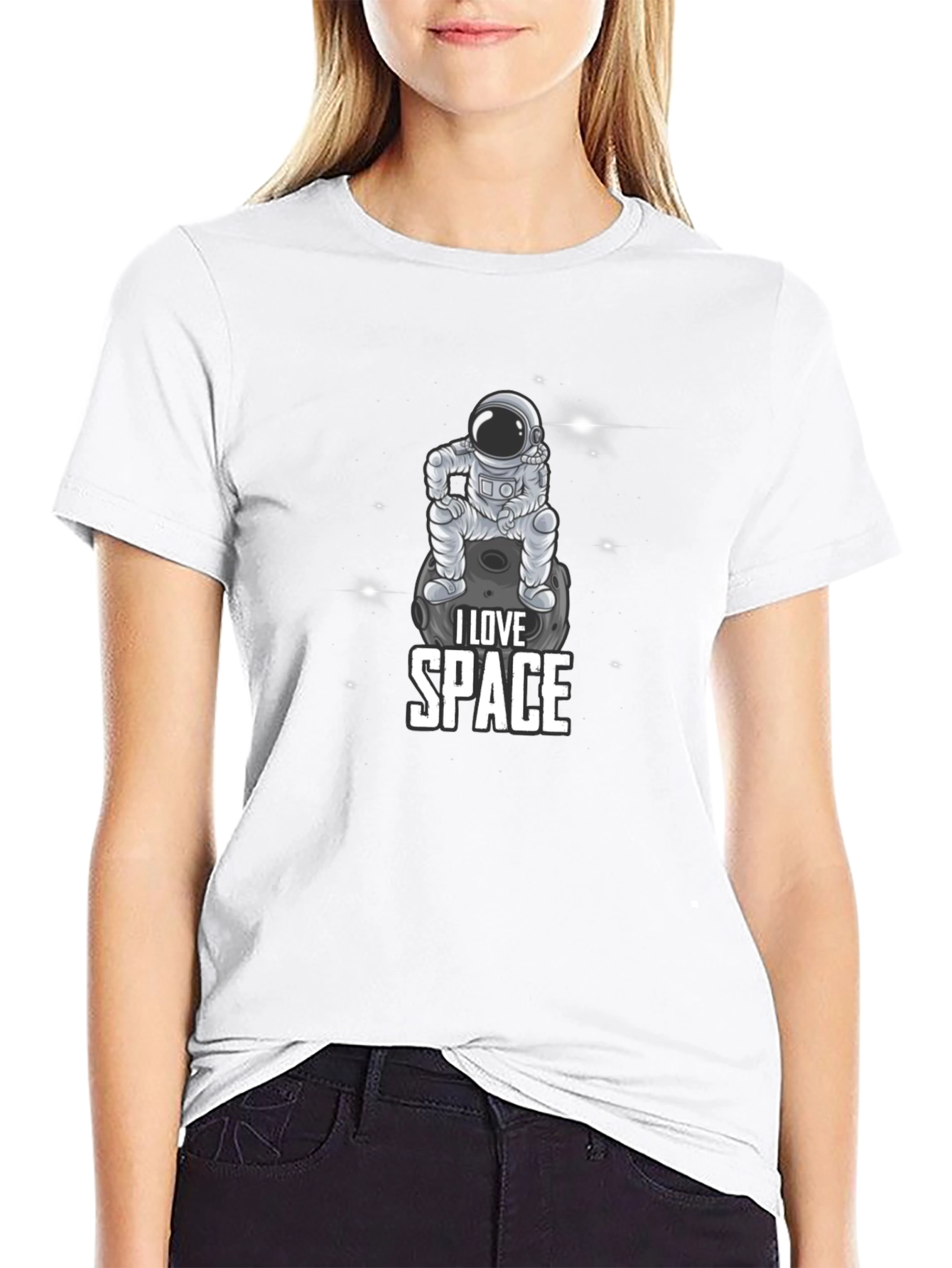 I Love Space Astronaut Graphic Black T-Shirt