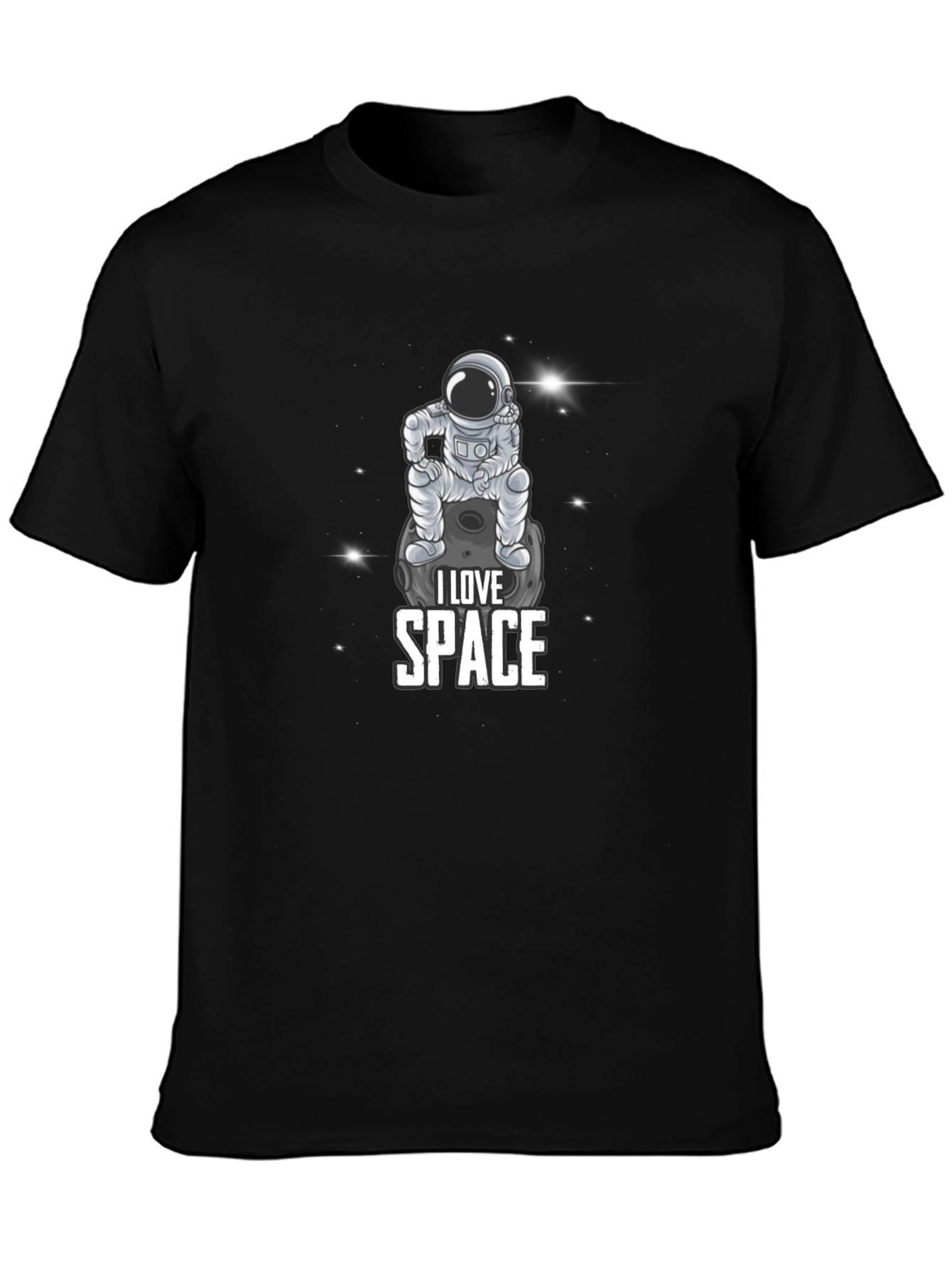 I Love Space Astronaut Graphic Black T-Shirt