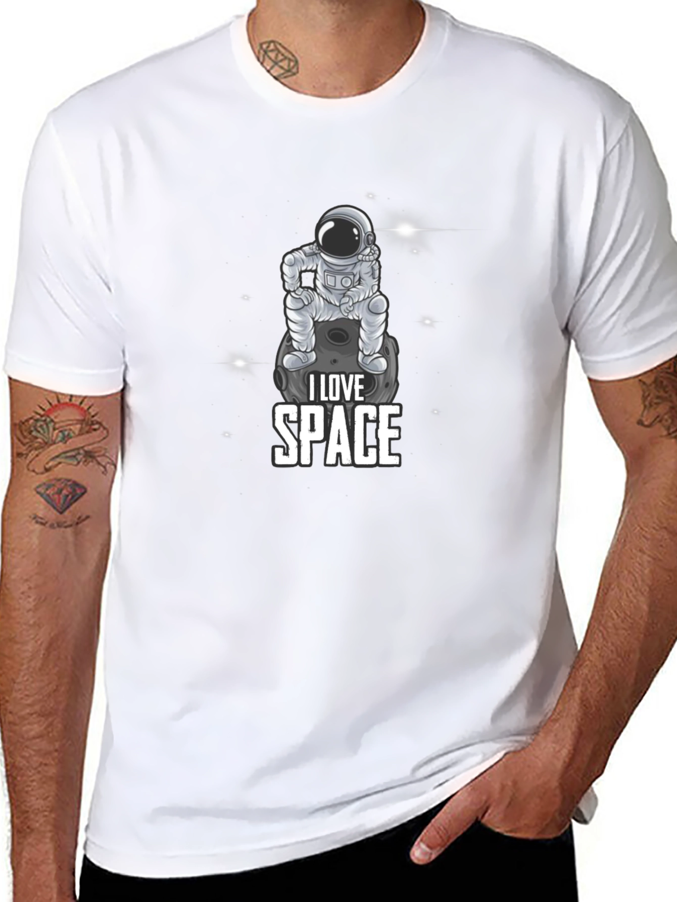 I Love Space Astronaut Graphic Black T-Shirt
