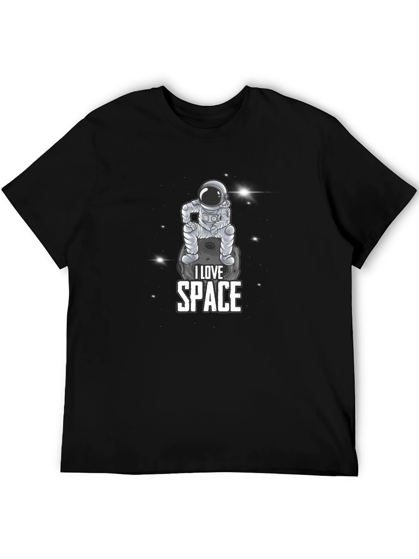 I Love Space Astronaut Graphic Black T-Shirt