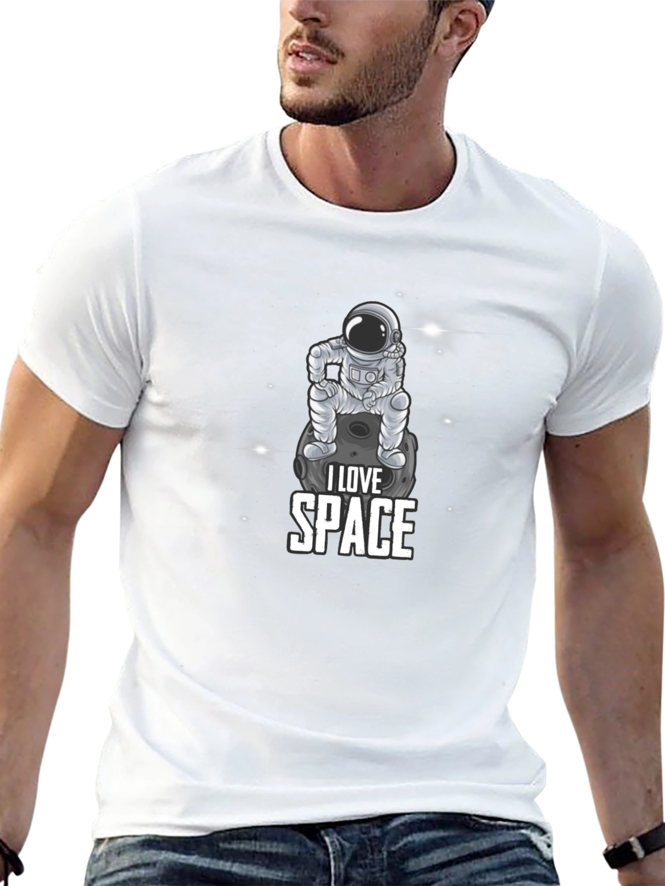 I Love Space Astronaut Graphic Black T-Shirt