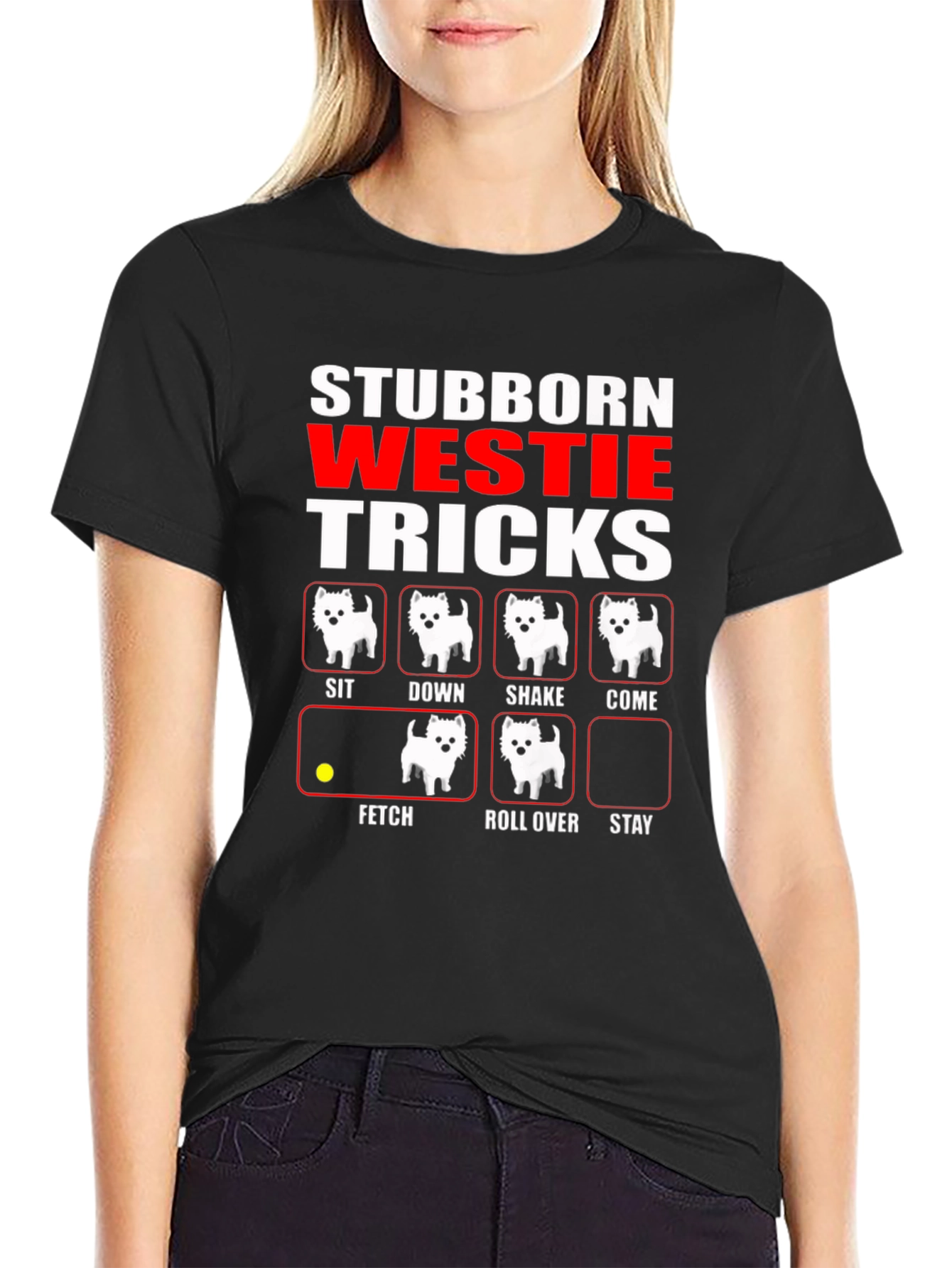 Stubborn Westie Tricks Black T-Shirt