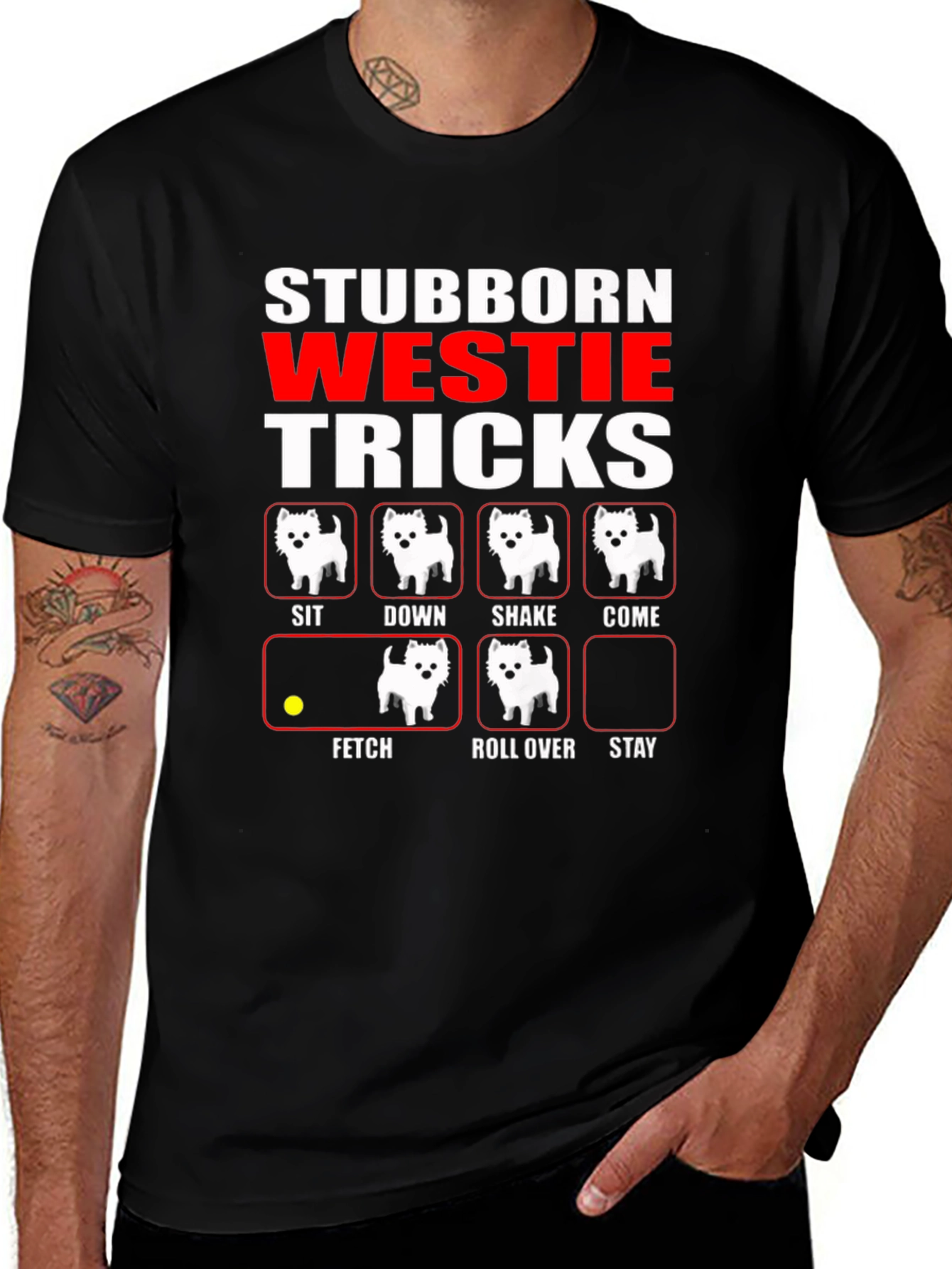 Stubborn Westie Tricks Black T-Shirt