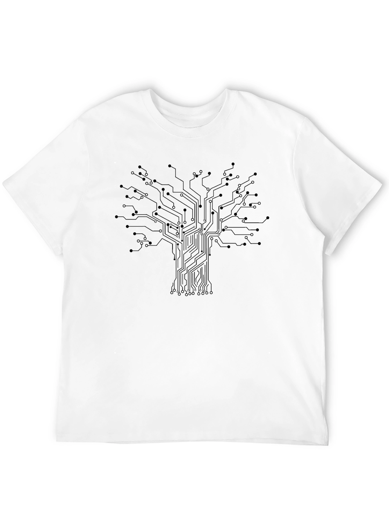 Tech Tree Black T-Shirt - Modern Circuit Board Design