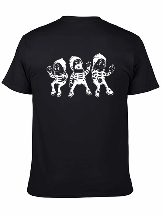 Astronaut Cartoon Graphic Black T-Shirt