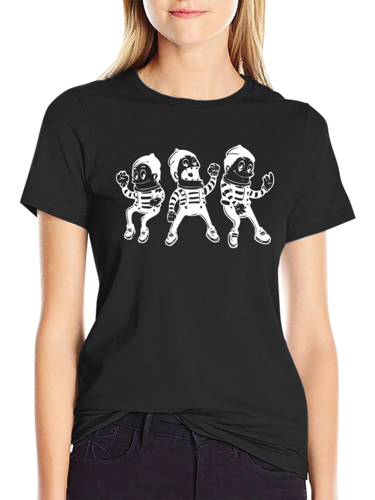 Astronaut Cartoon Graphic Black T-Shirt