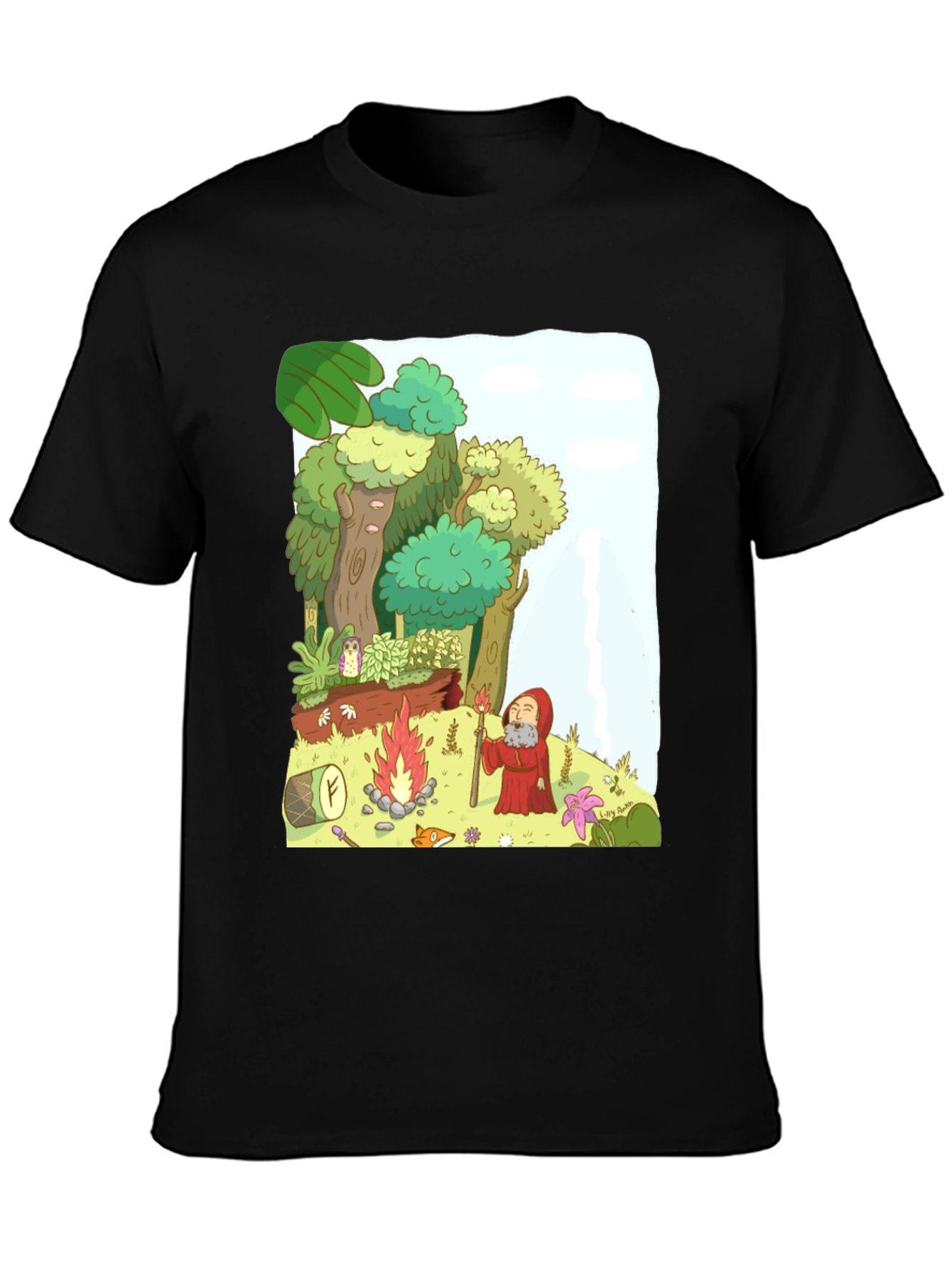 Cartoon Forest Campfire T-Shirt