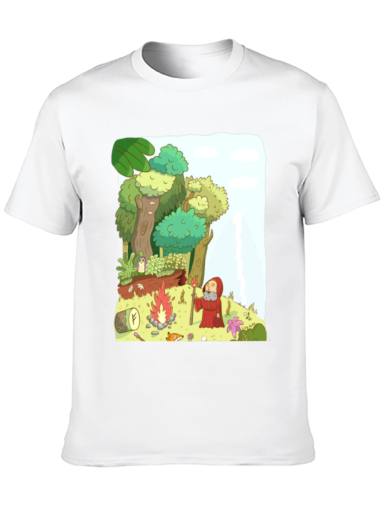 Cartoon Forest Campfire T-Shirt