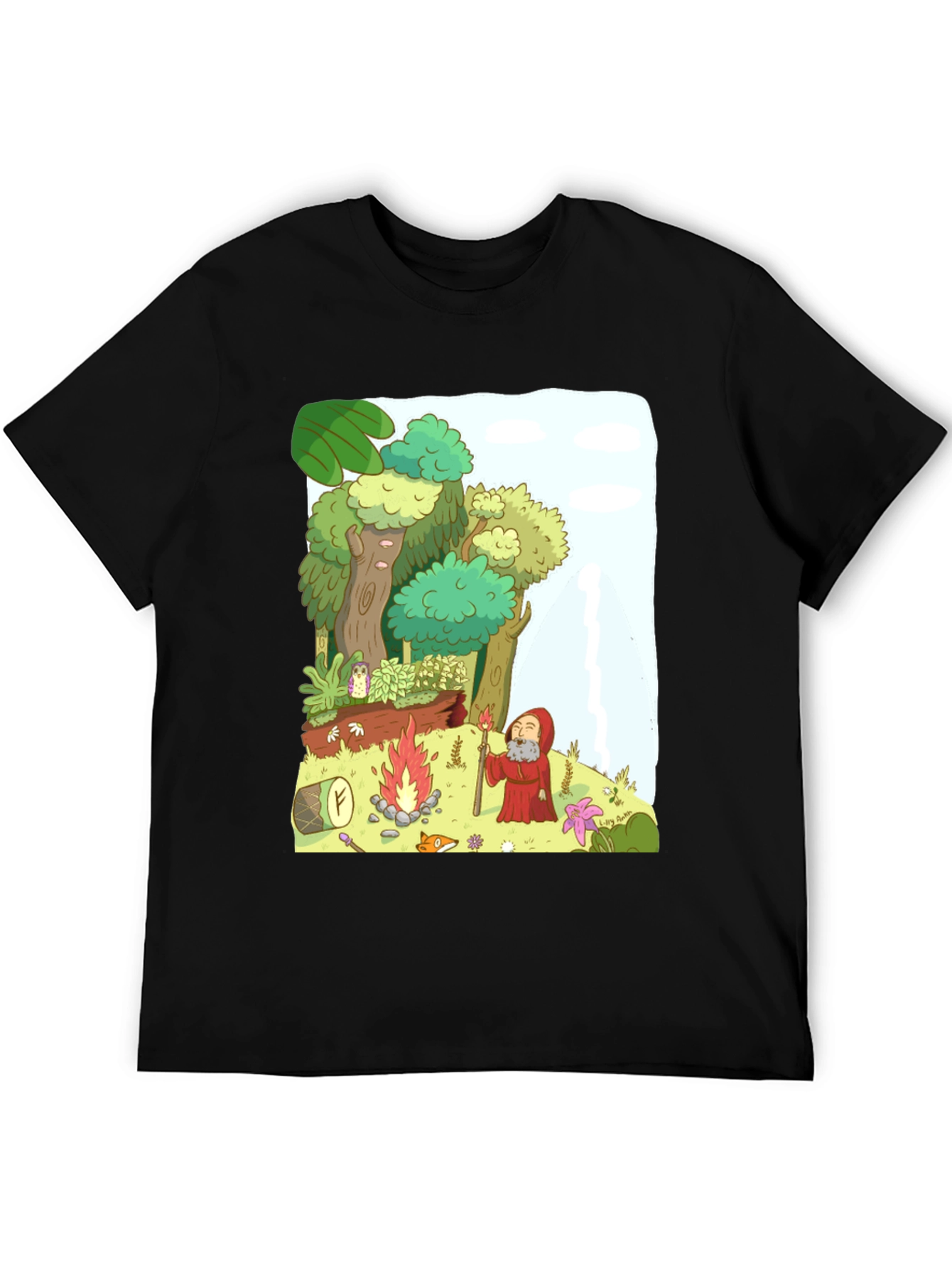 Cartoon Forest Campfire T-Shirt