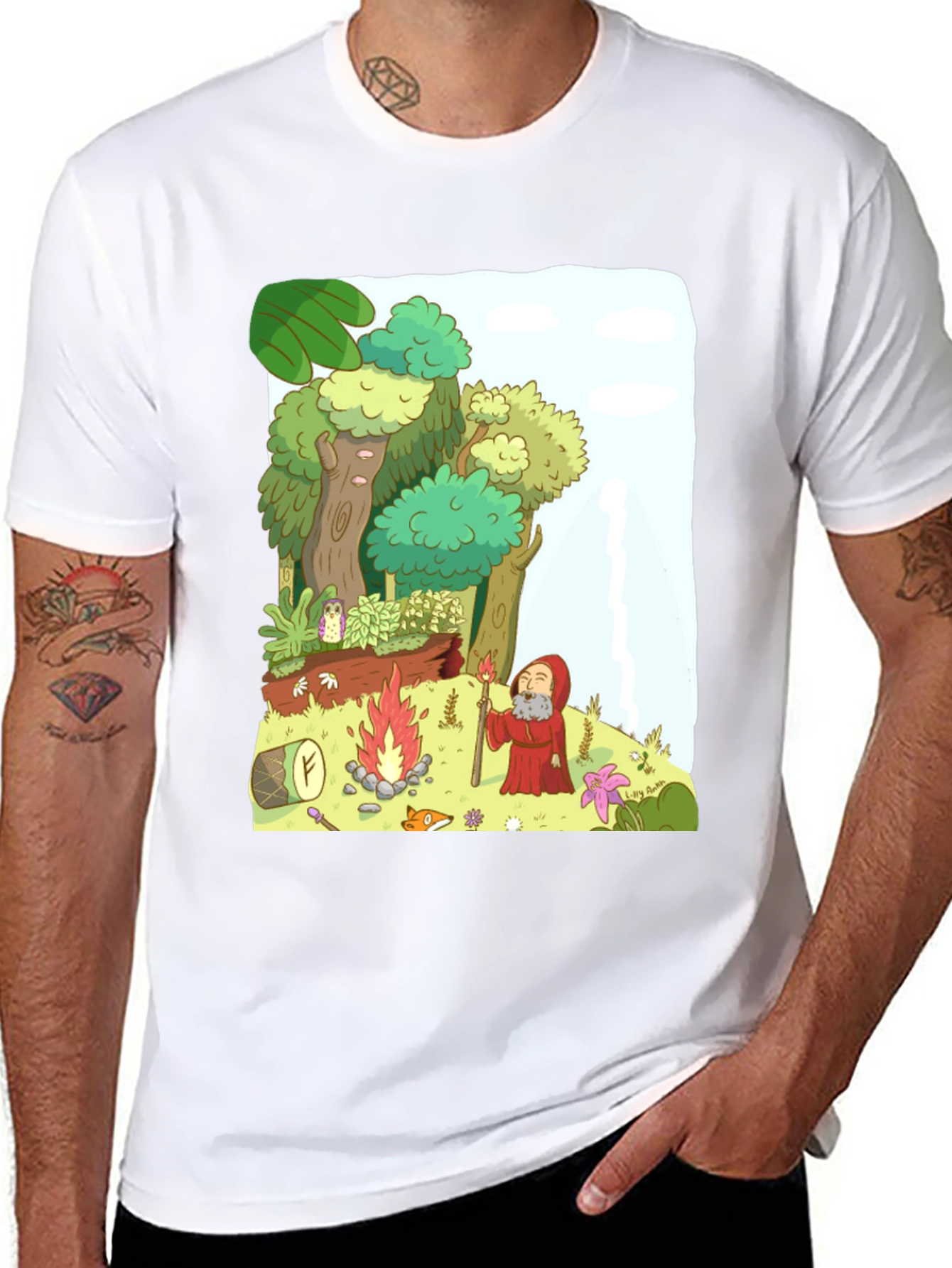 Cartoon Forest Campfire T-Shirt