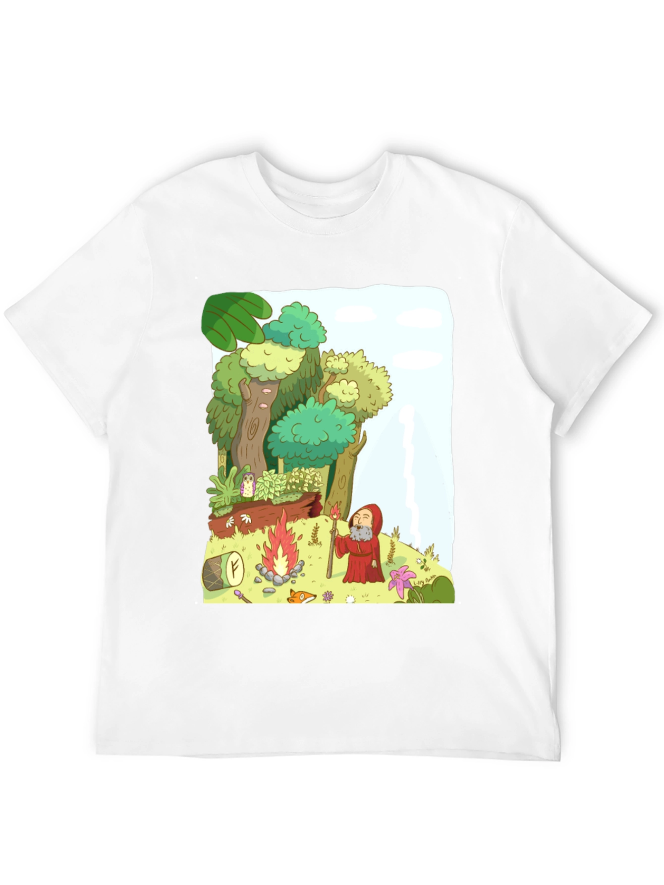 Cartoon Forest Campfire T-Shirt