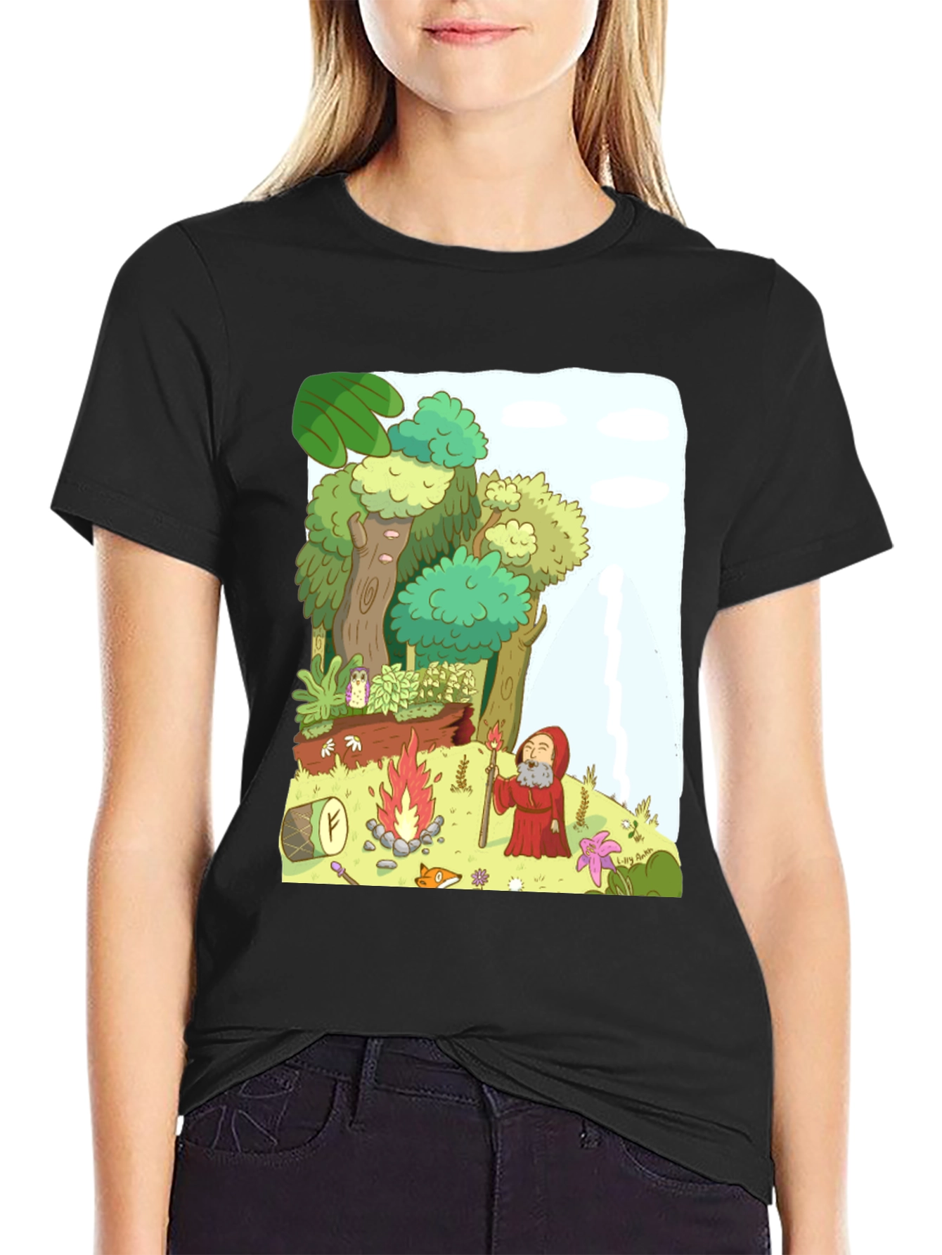 Cartoon Forest Campfire T-Shirt