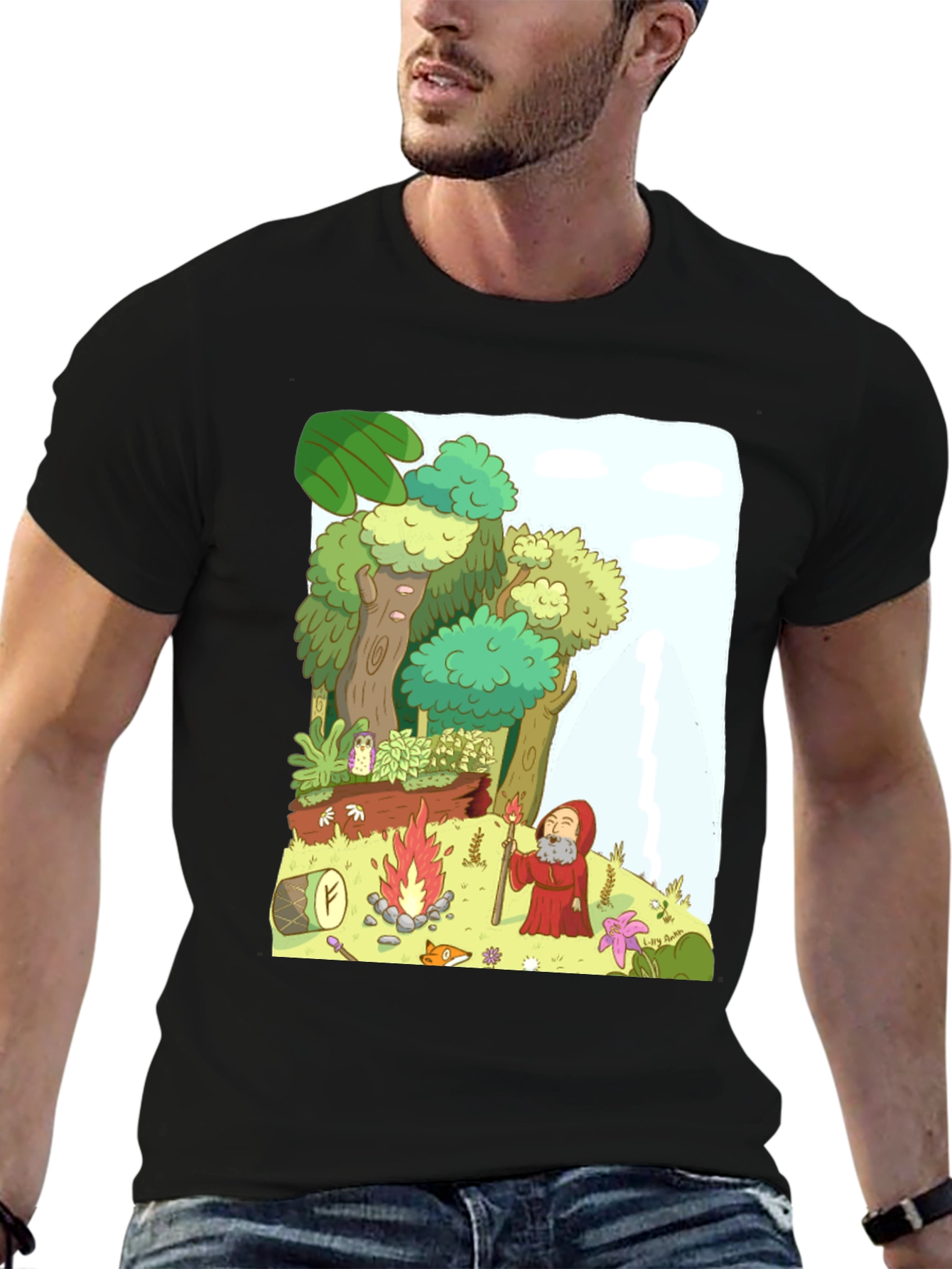 Cartoon Forest Campfire T-Shirt
