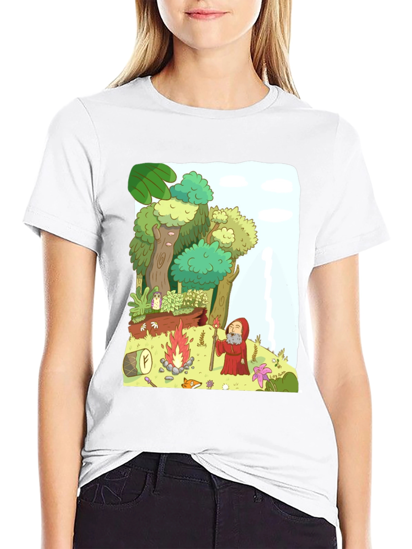 Cartoon Forest Campfire T-Shirt