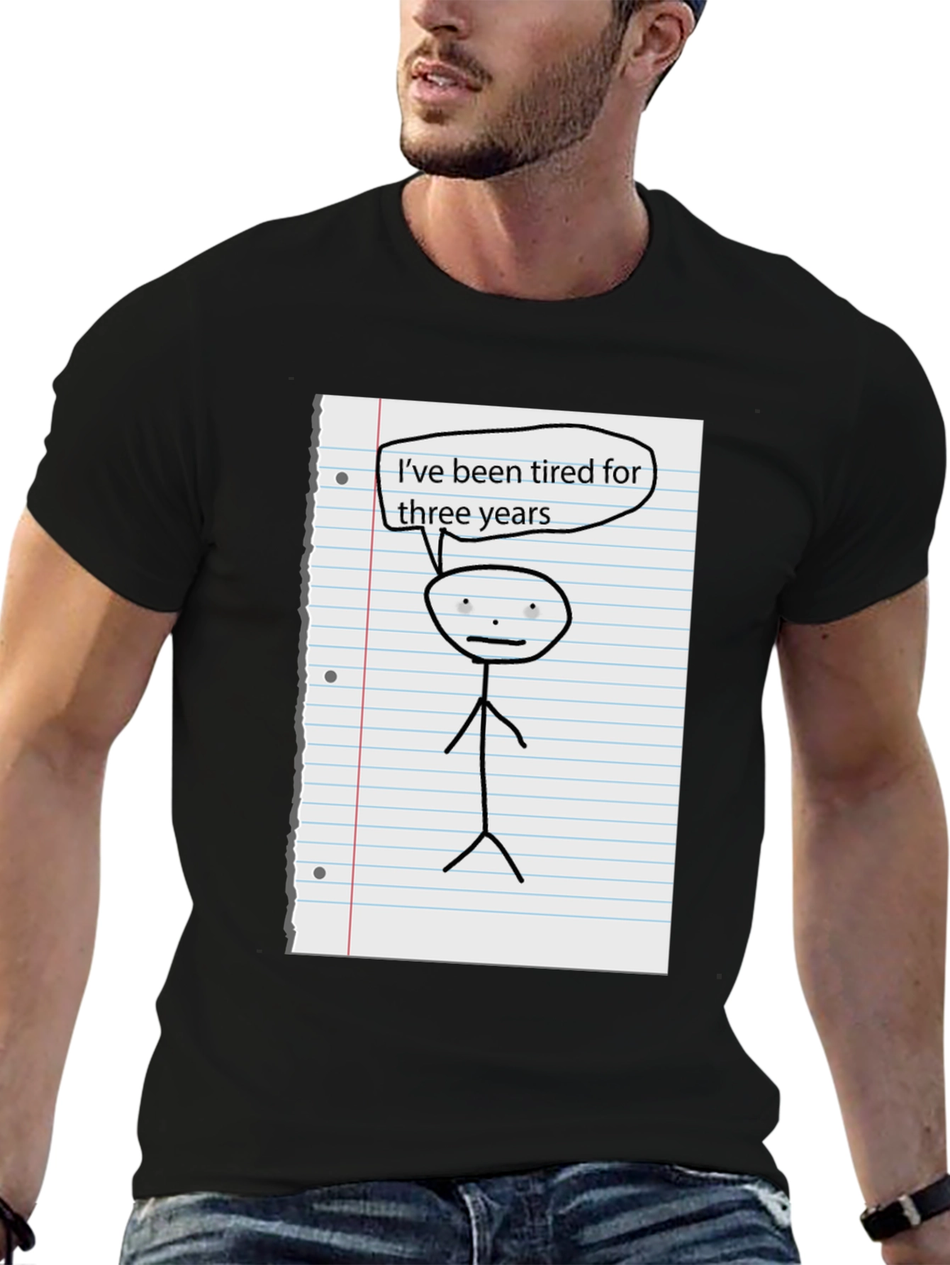 Tired For Three Years Stick Figure Graphic Tee