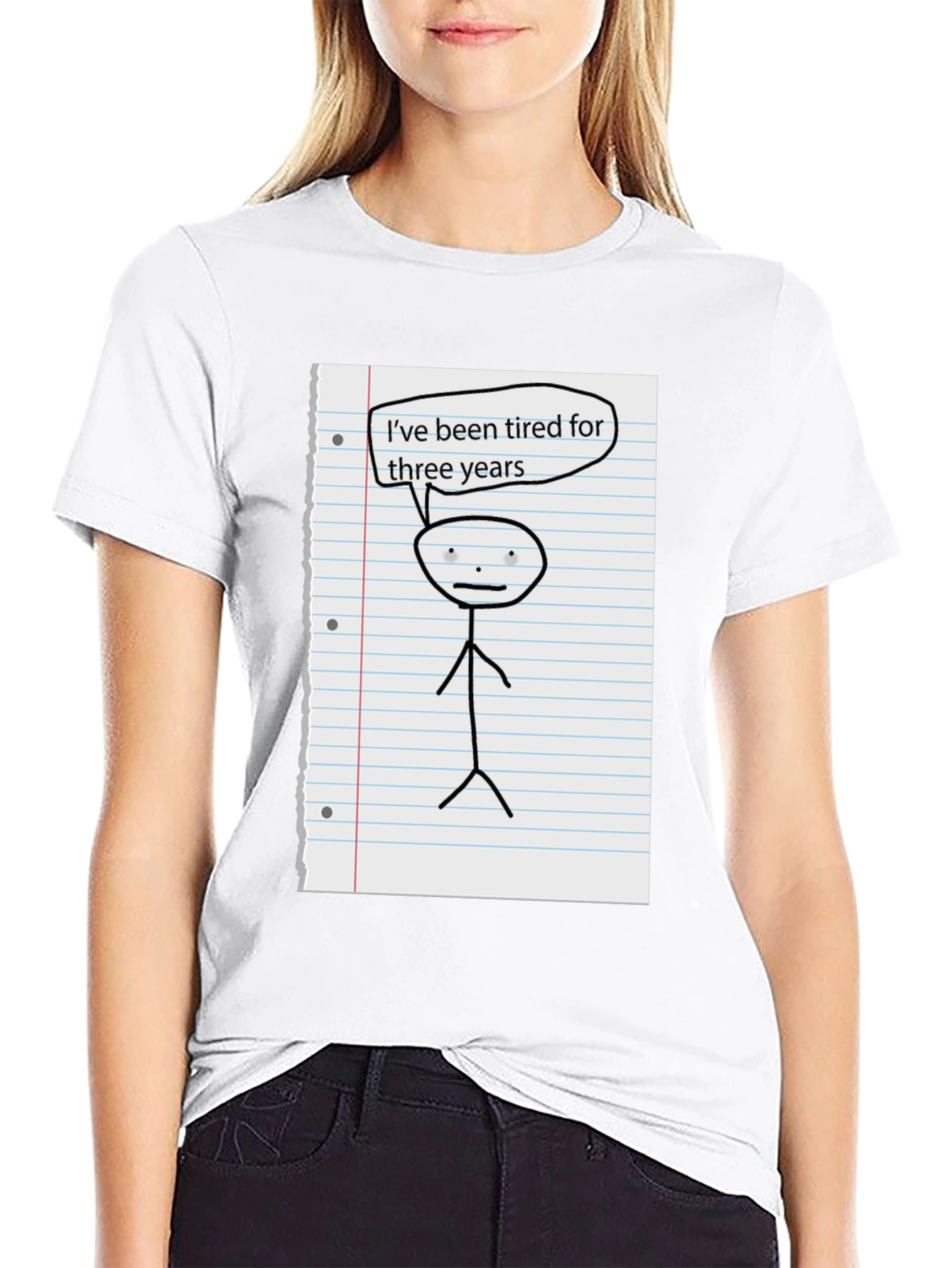 Tired For Three Years Stick Figure Graphic Tee