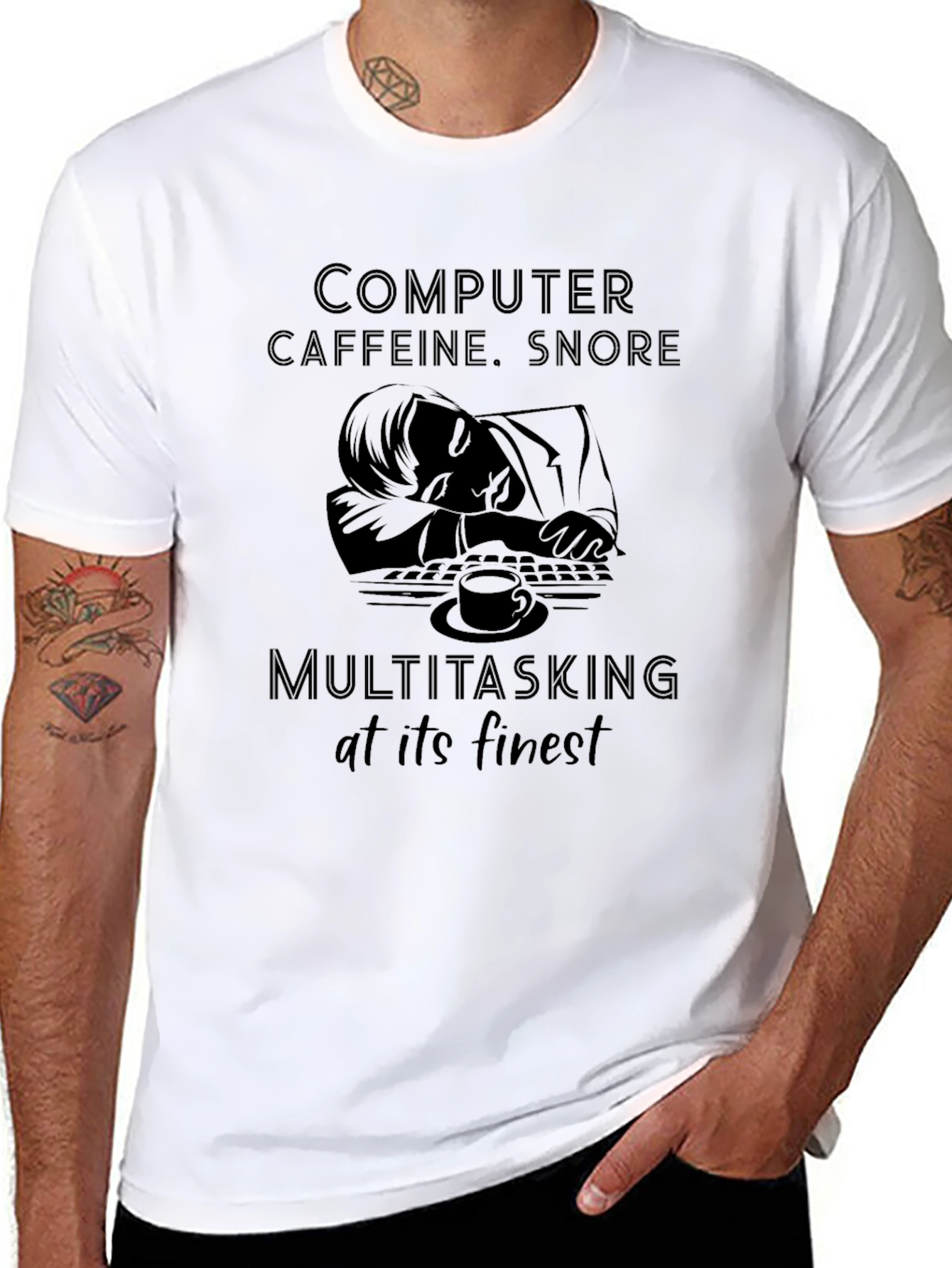 Computer Caffeine Snore Multitasking T-Shirt