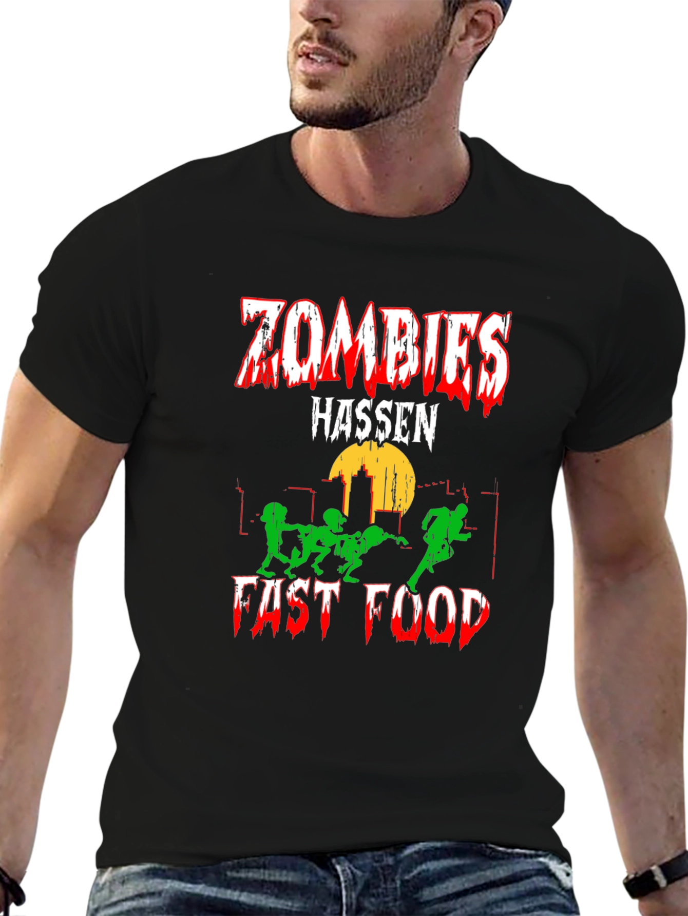 Zombies Hassen Fast Food Black T-Shirt
