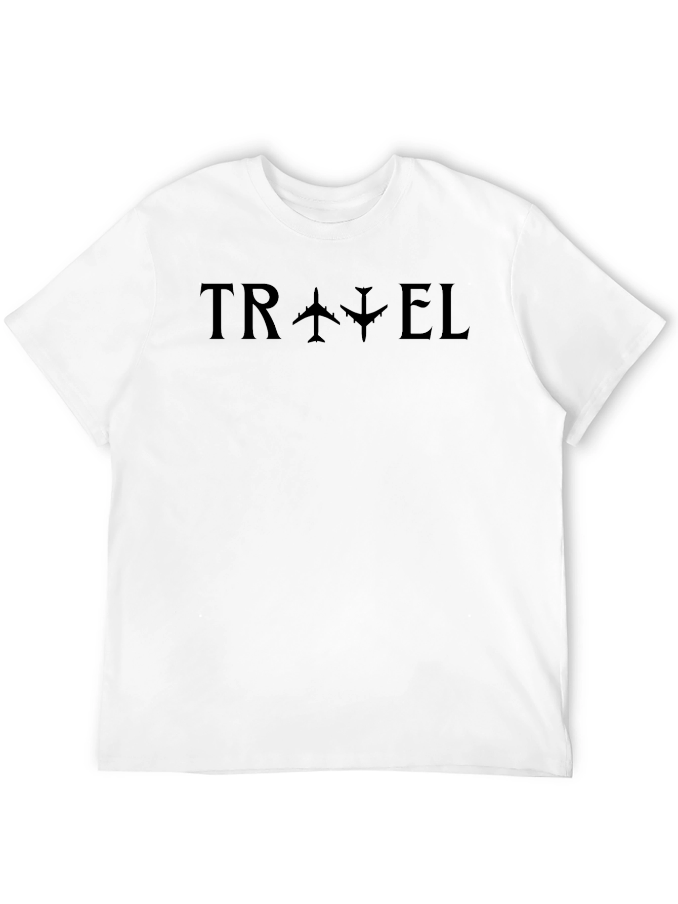 Travel Airplane Graphic T-Shirt - Black Cotton Tee