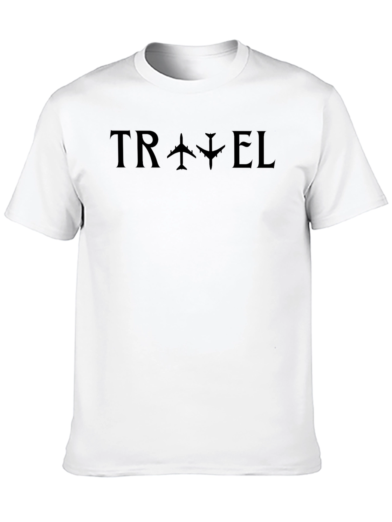 Travel Airplane Graphic T-Shirt - Black Cotton Tee