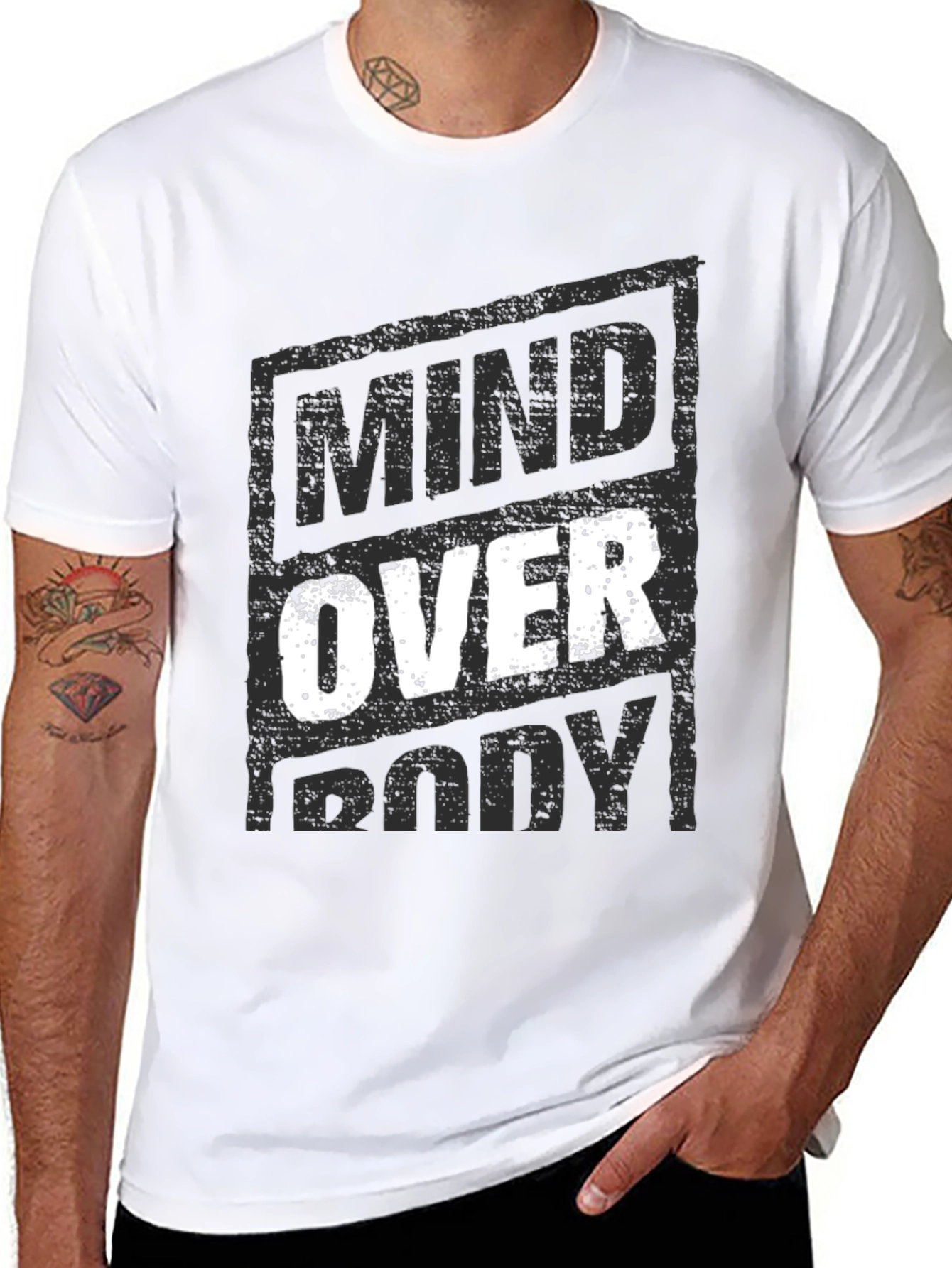 Mind Over Body Graphic T-Shirt - Motivational Design