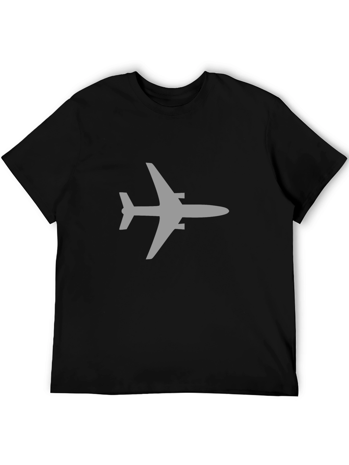 Airplane Graphic Tee - Black Cotton Blend Casual Shirt