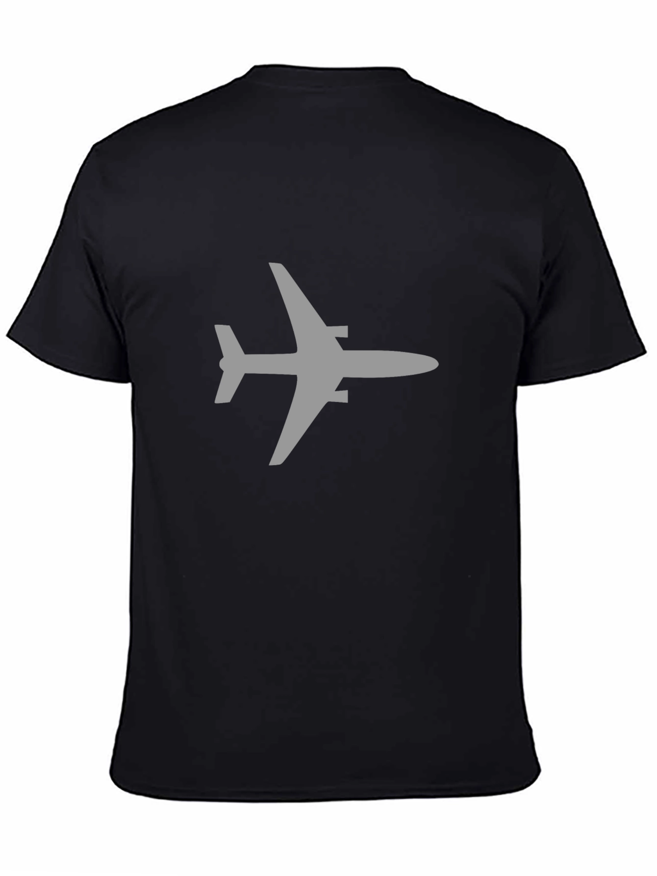 Airplane Graphic Tee - Black Cotton Blend Casual Shirt