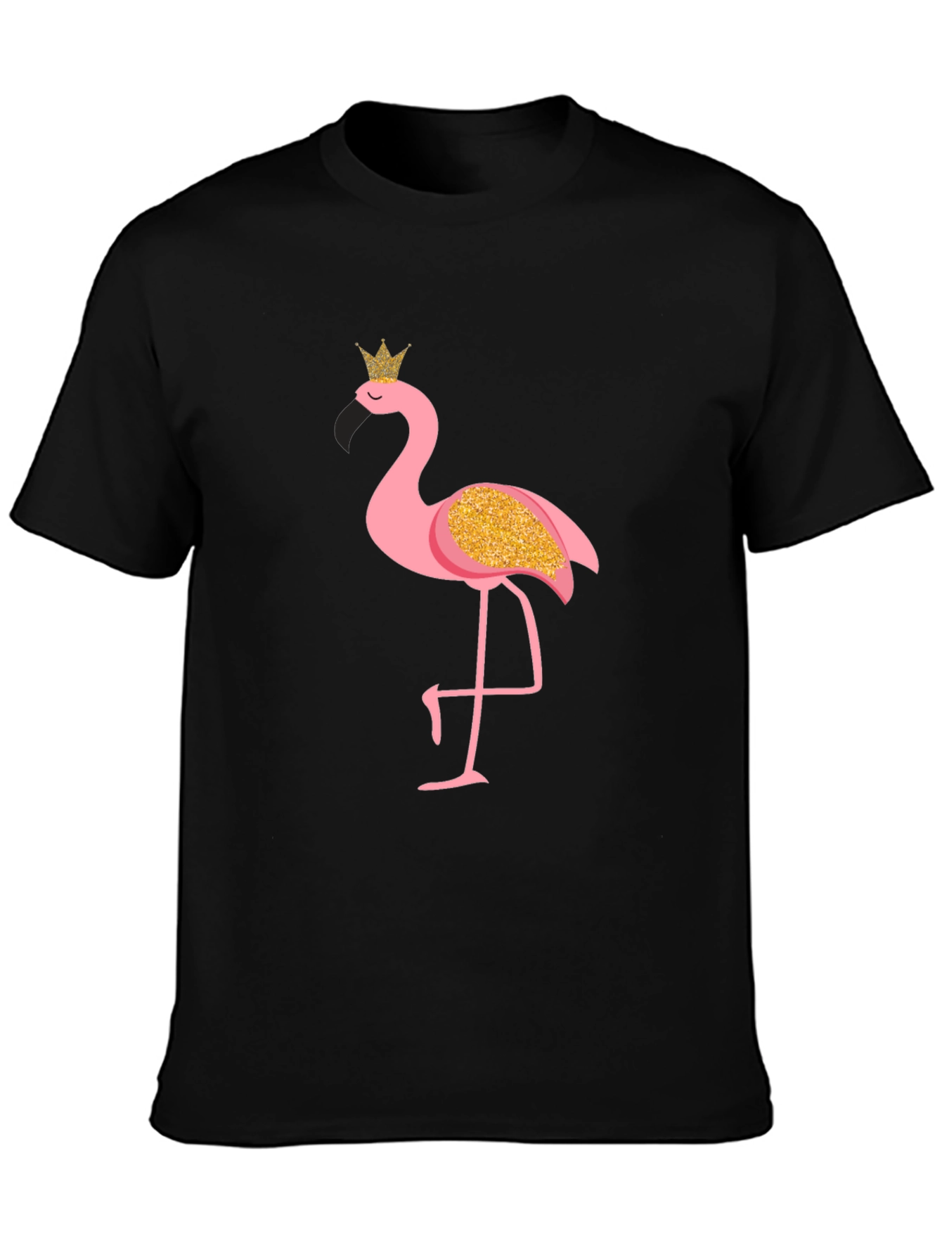Mens Flamingo Graphic Print Black T-Shirt
