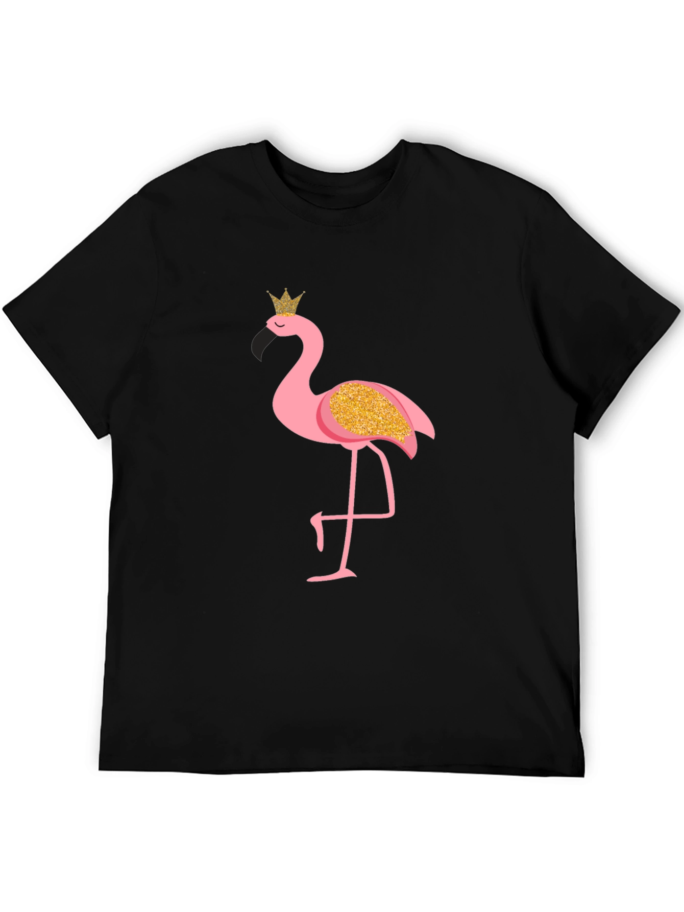 Mens Flamingo Graphic Print Black T-Shirt