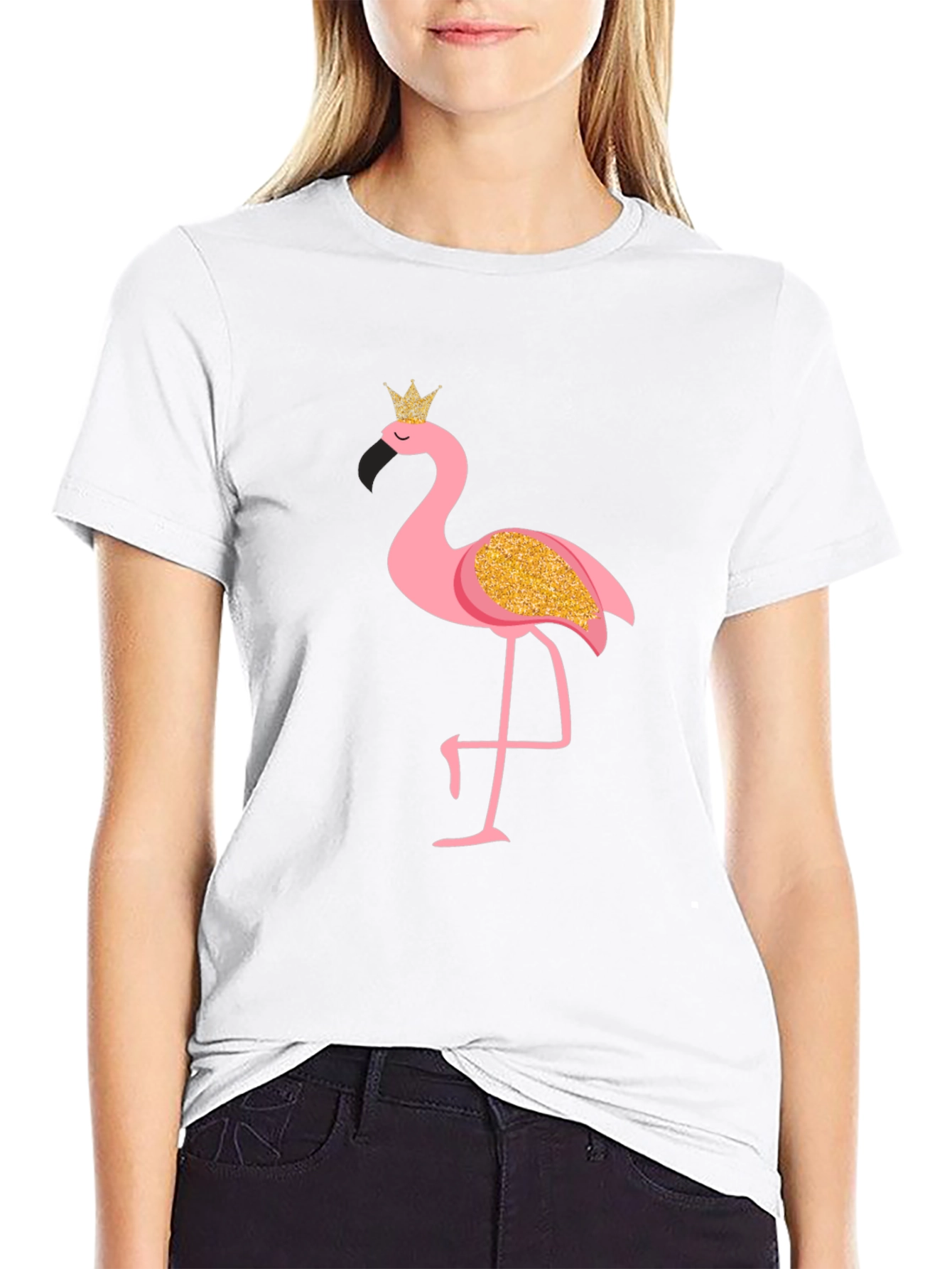 Mens Flamingo Graphic Print Black T-Shirt