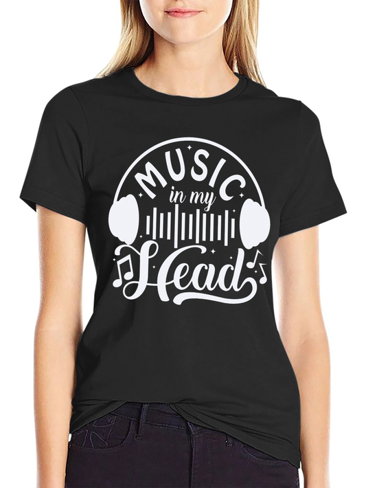 Music In My Head Graphic Tee - Black Cotton T-Shirt