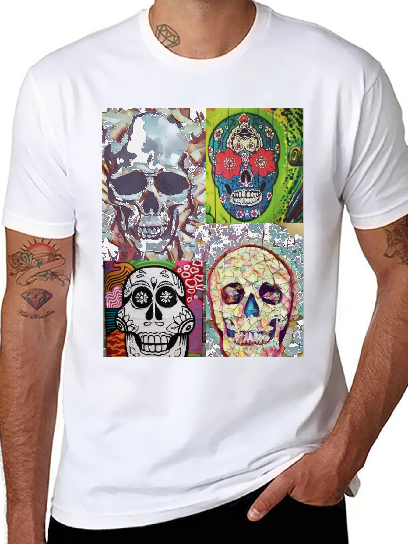 Sugar Skull Tee - Artistic Skull Design
