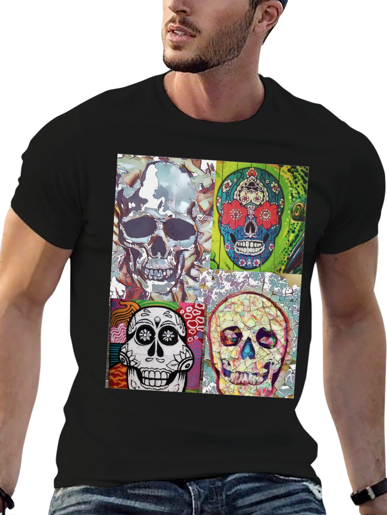 Sugar Skull Tee - Artistic Skull Design