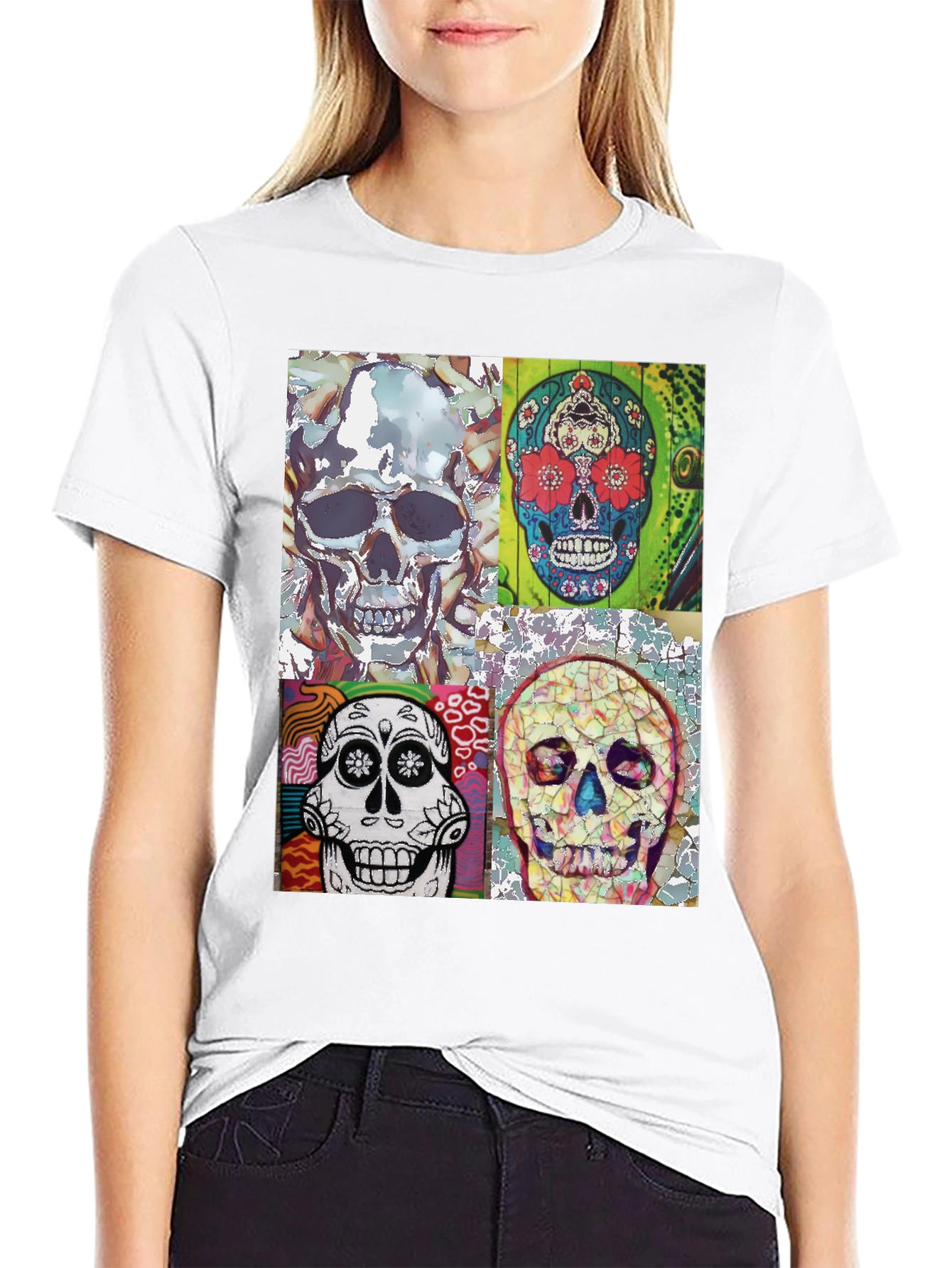Sugar Skull Tee - Artistic Skull Design