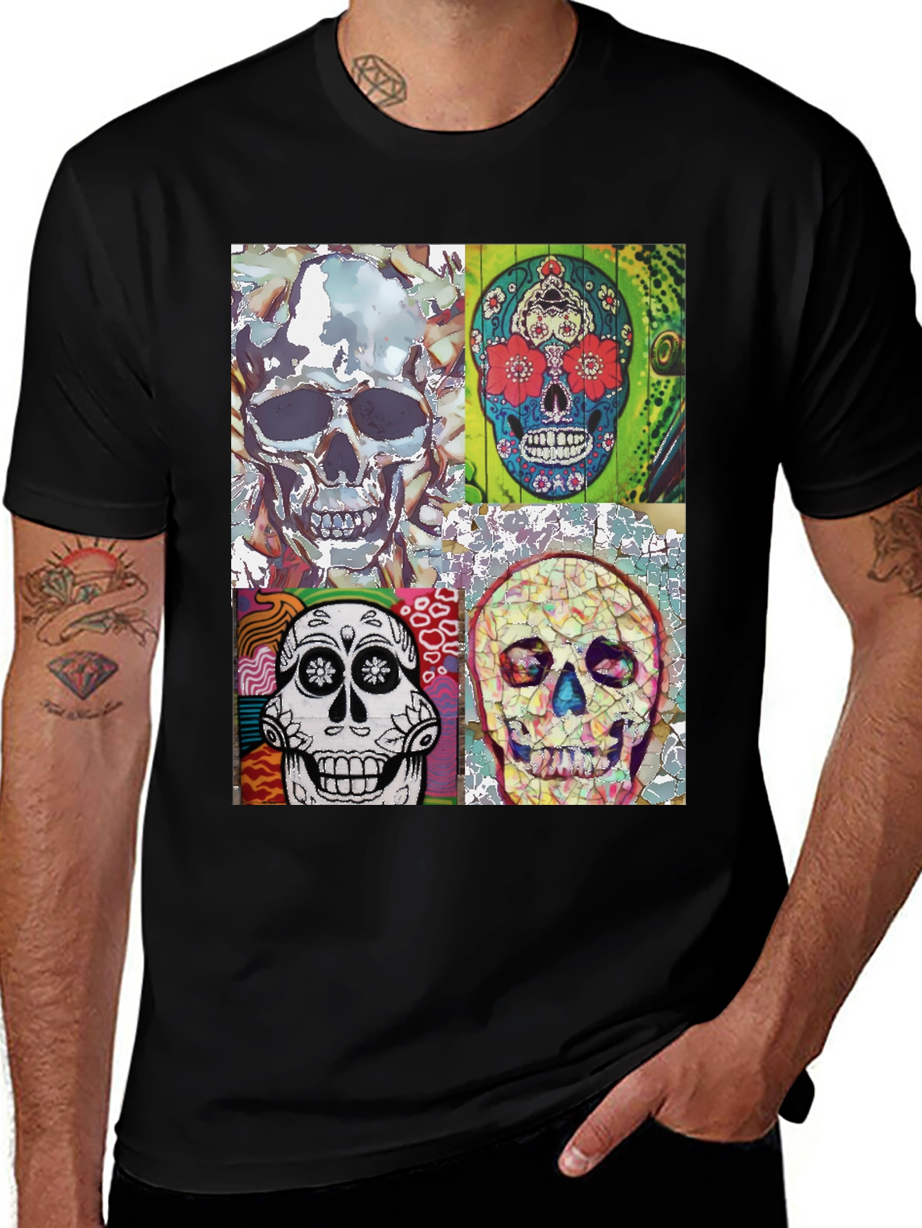 Sugar Skull Tee - Artistic Skull Design