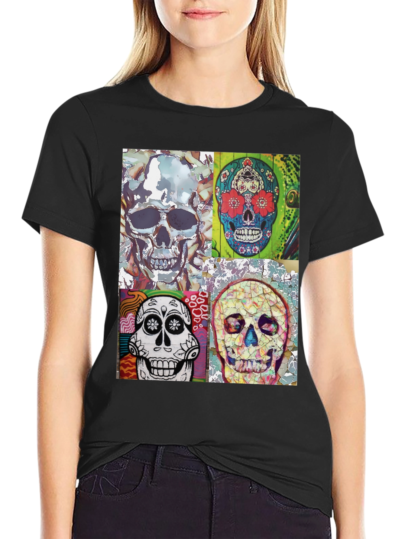 Sugar Skull Tee - Artistic Skull Design