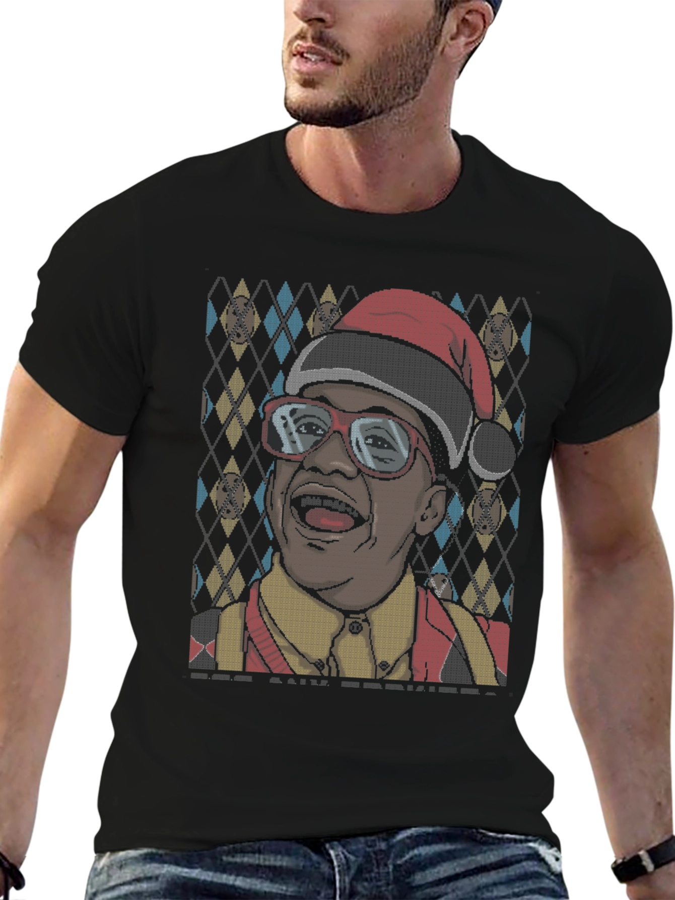 Funny Holiday T-Shirt with Santa Hat