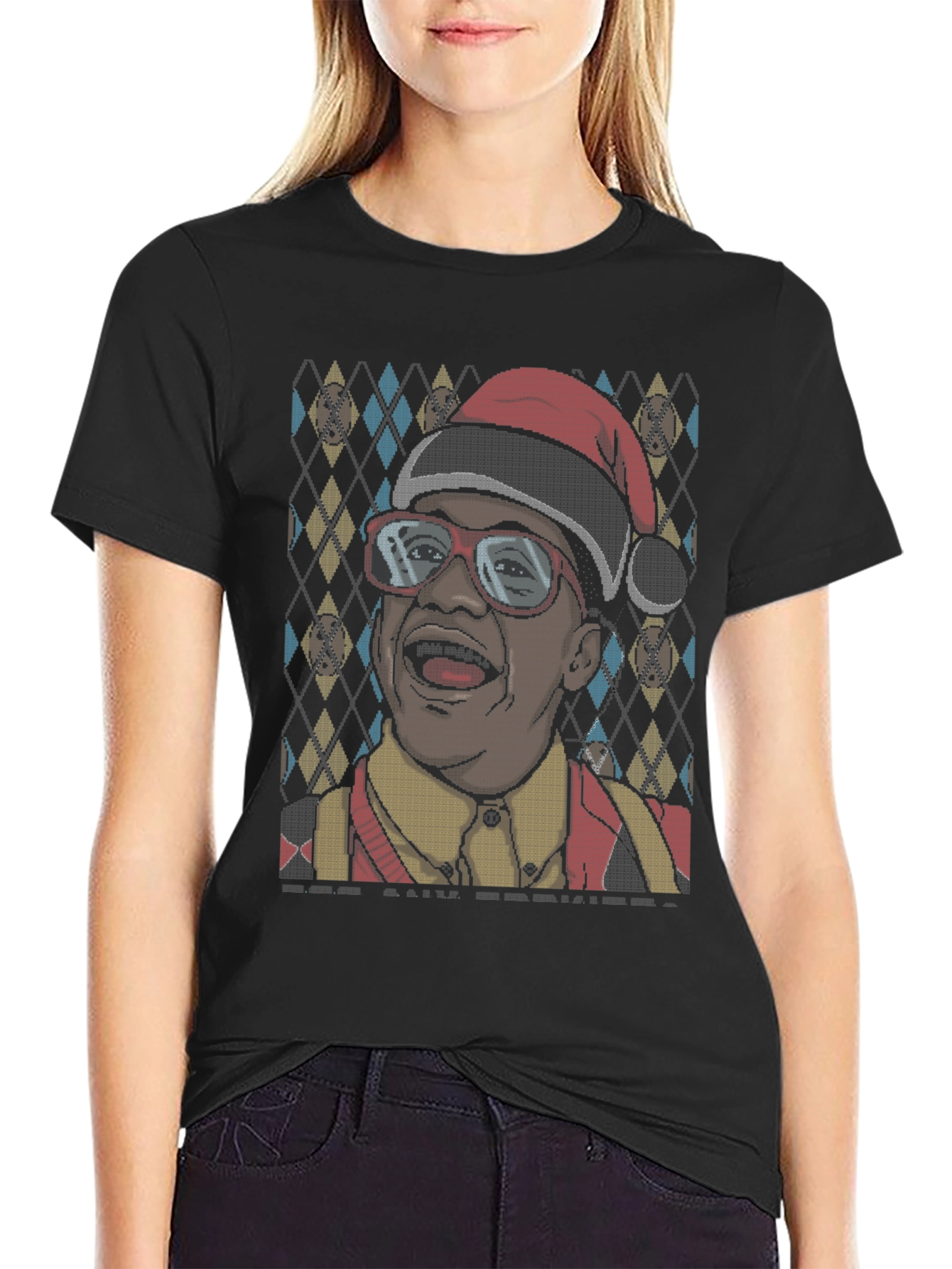 Funny Holiday T-Shirt with Santa Hat
