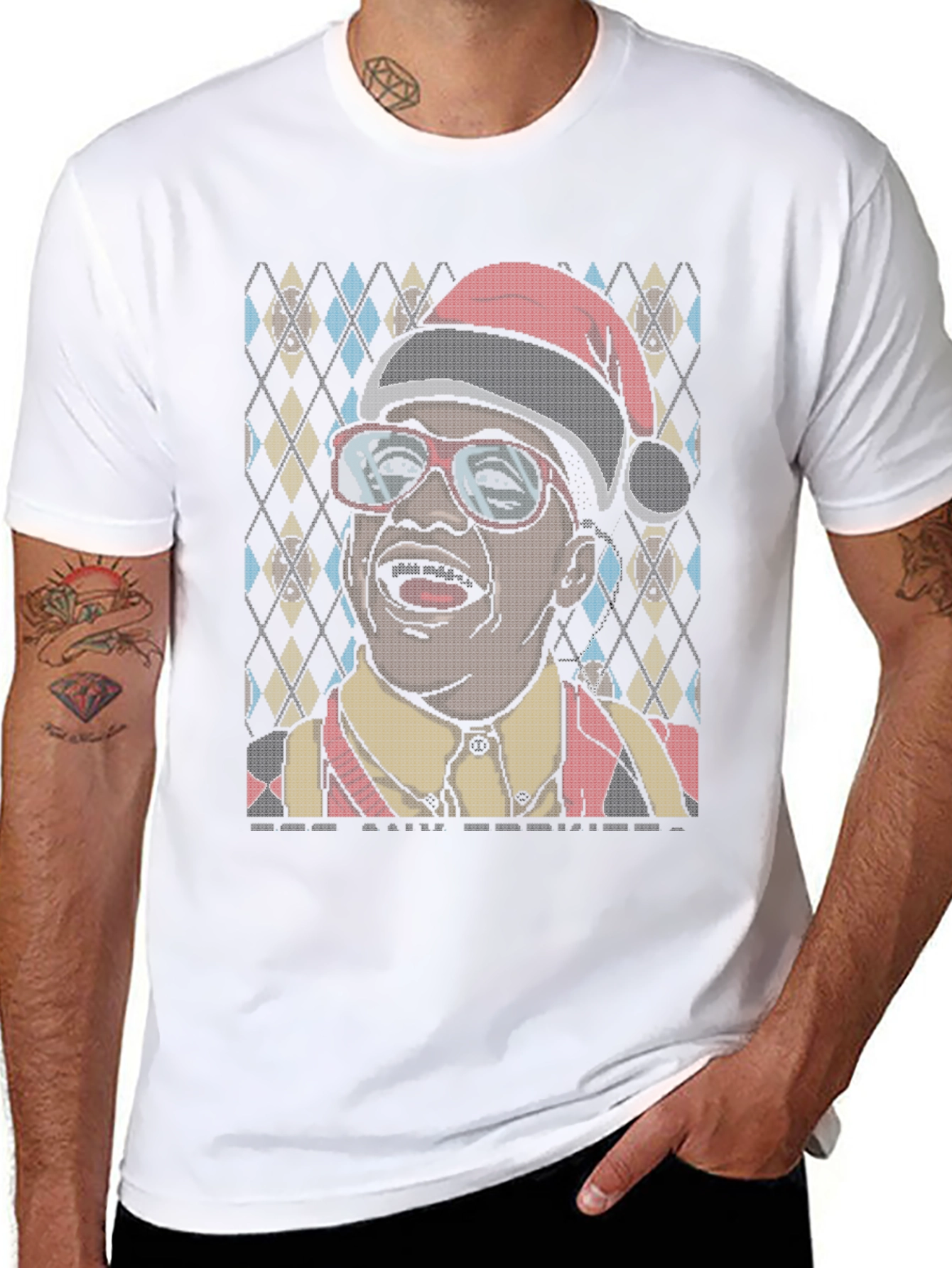 Funny Holiday T-Shirt with Santa Hat