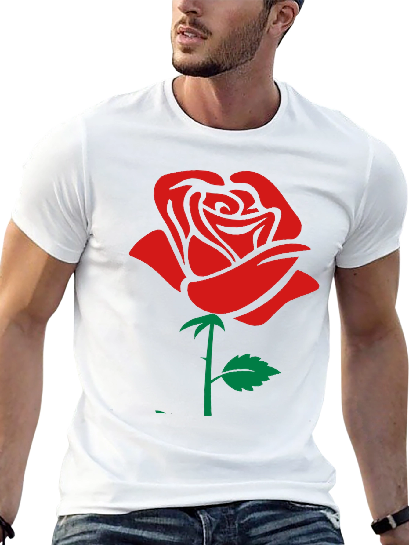 Rose Graphic T-Shirt - Black Cotton Casual Wear