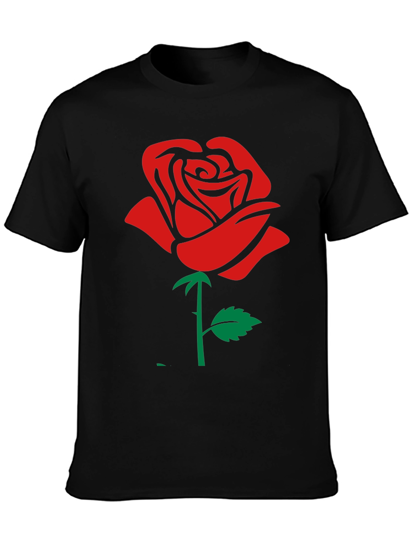 Rose Graphic T-Shirt - Black Cotton Casual Wear