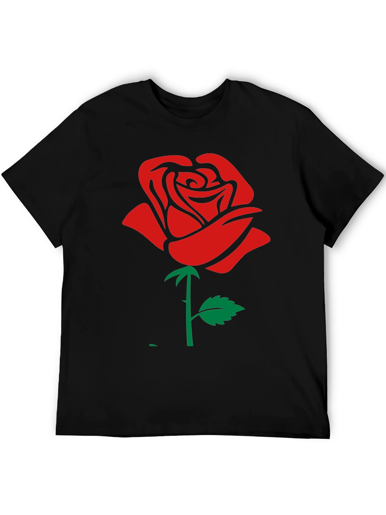 Rose Graphic T-Shirt - Black Cotton Casual Wear