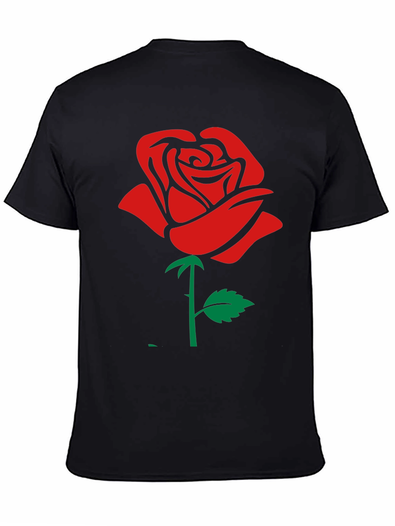 Rose Graphic T-Shirt - Black Cotton Casual Wear