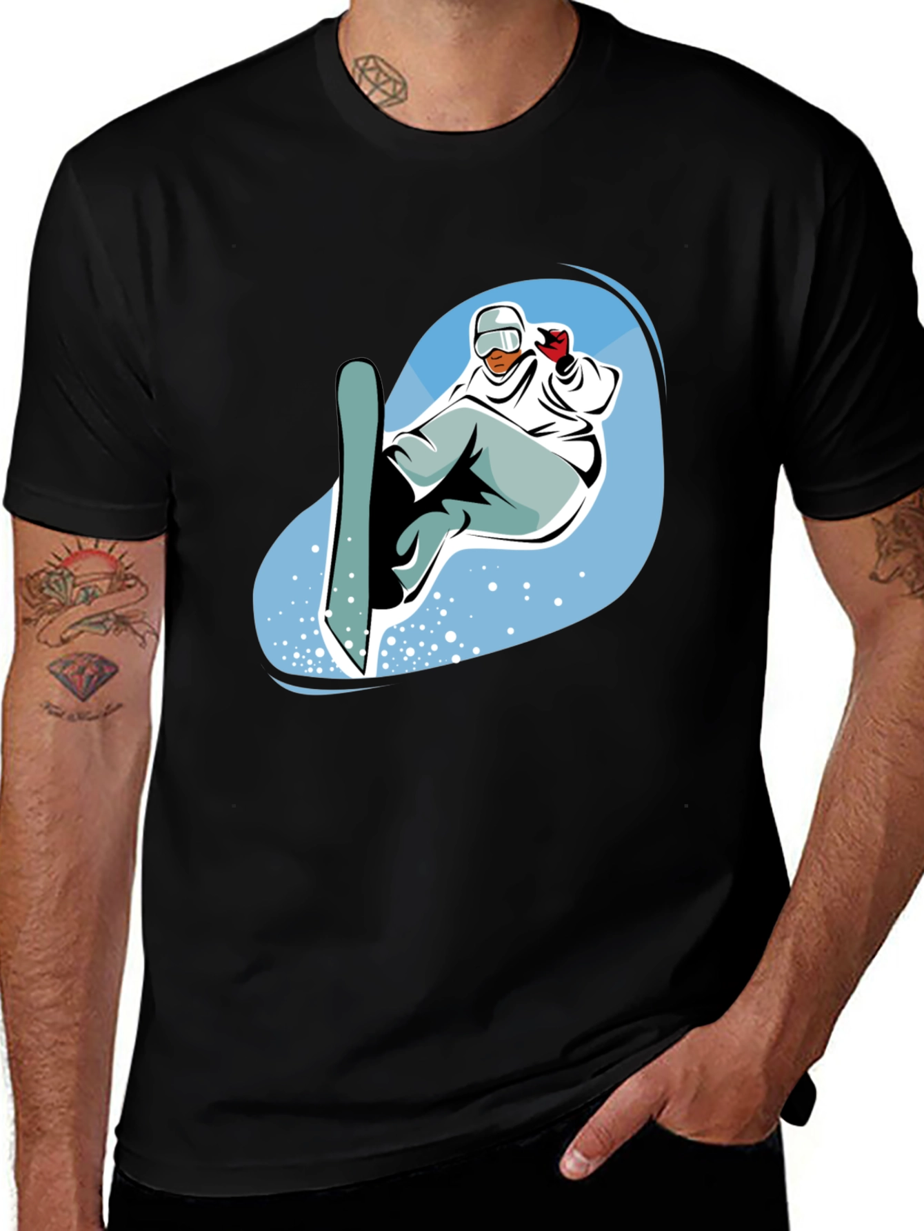 Snowboarder Graphic T-Shirt - Cool Black Tee