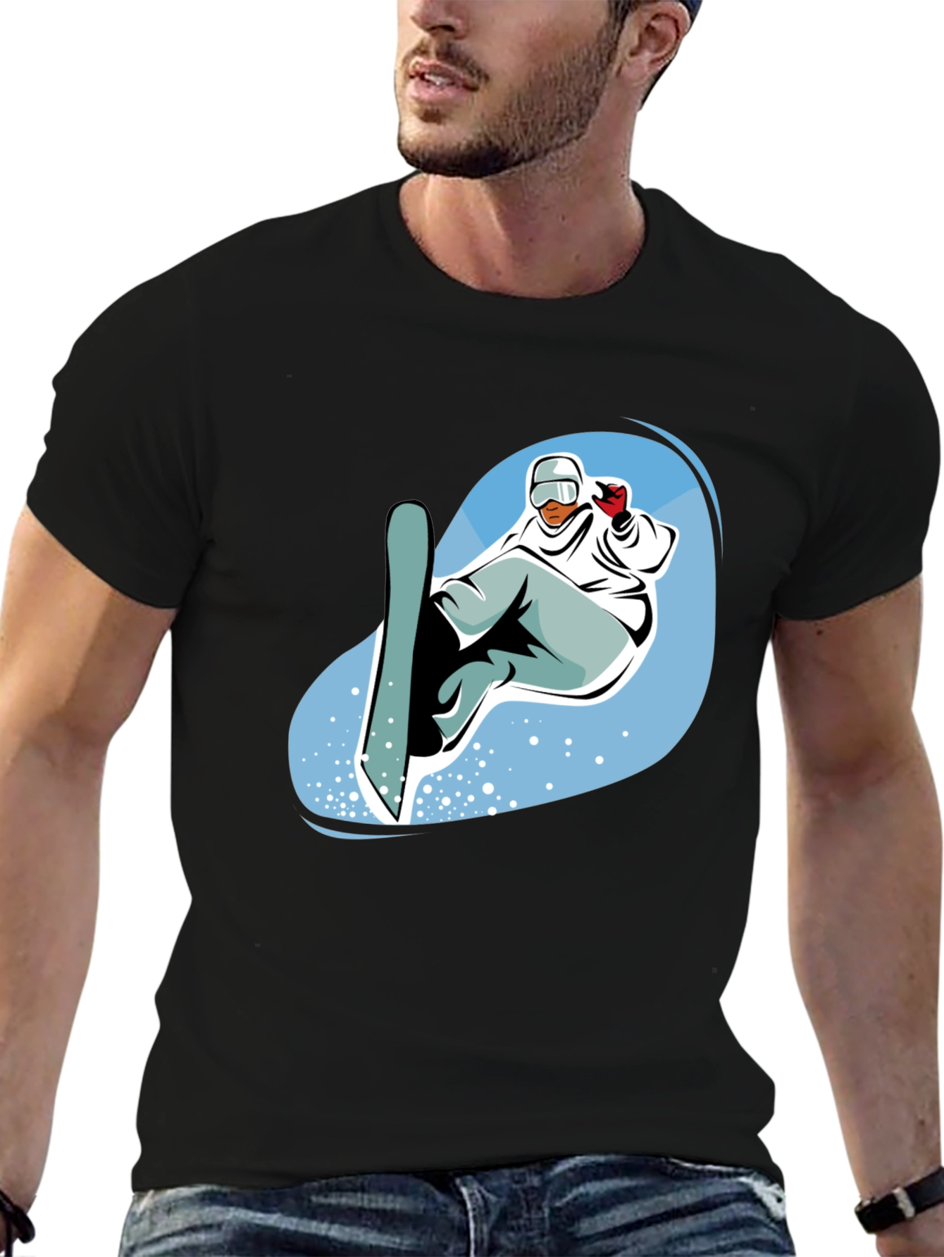 Snowboarder Graphic T-Shirt - Cool Black Tee