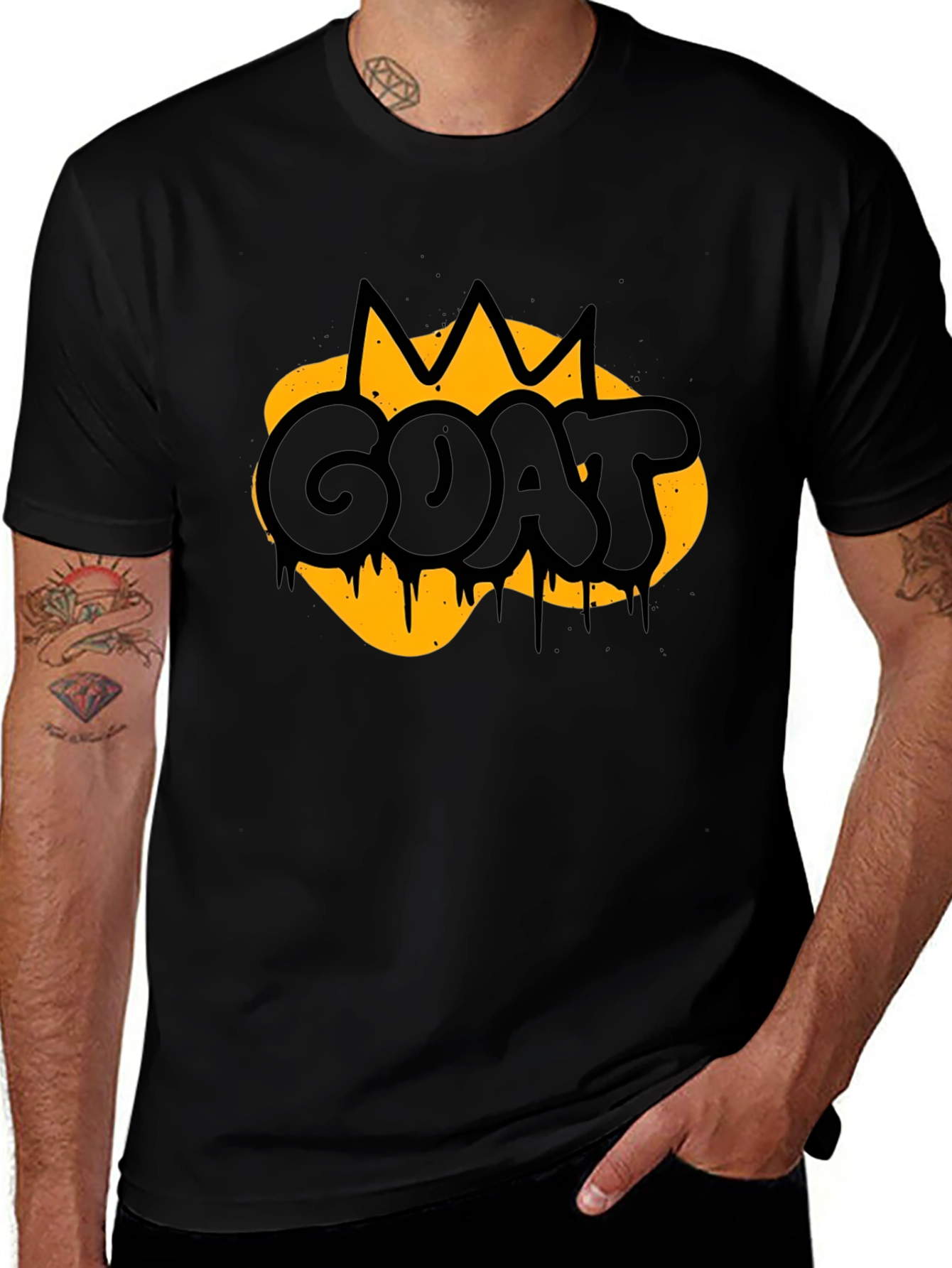 GOAT Graphic Print Mens Black T-Shirt