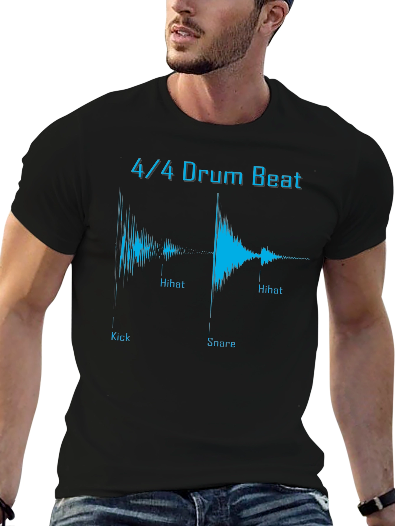 4/4 Drum Beat Graphic Tee - Music Lover T-Shirt