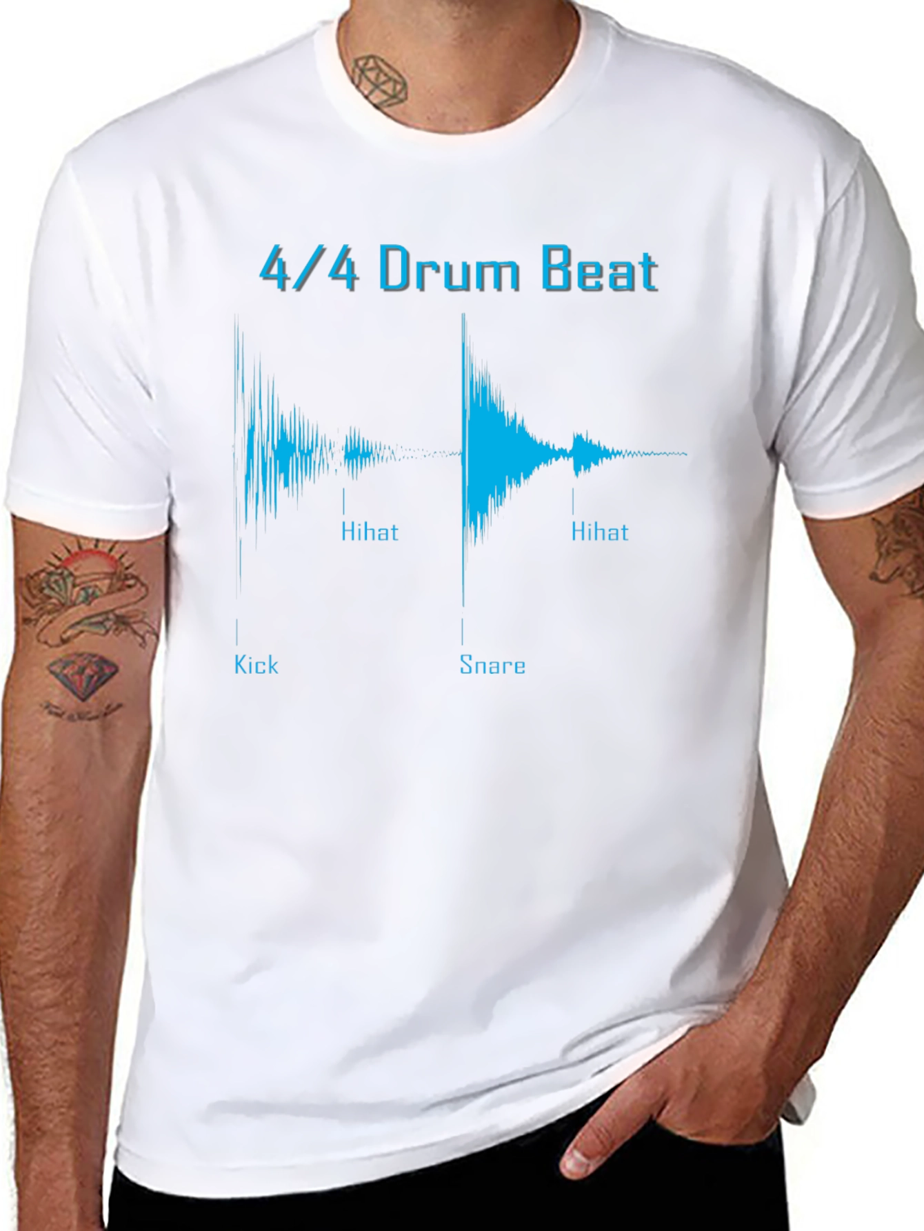 4/4 Drum Beat Graphic Tee - Music Lover T-Shirt