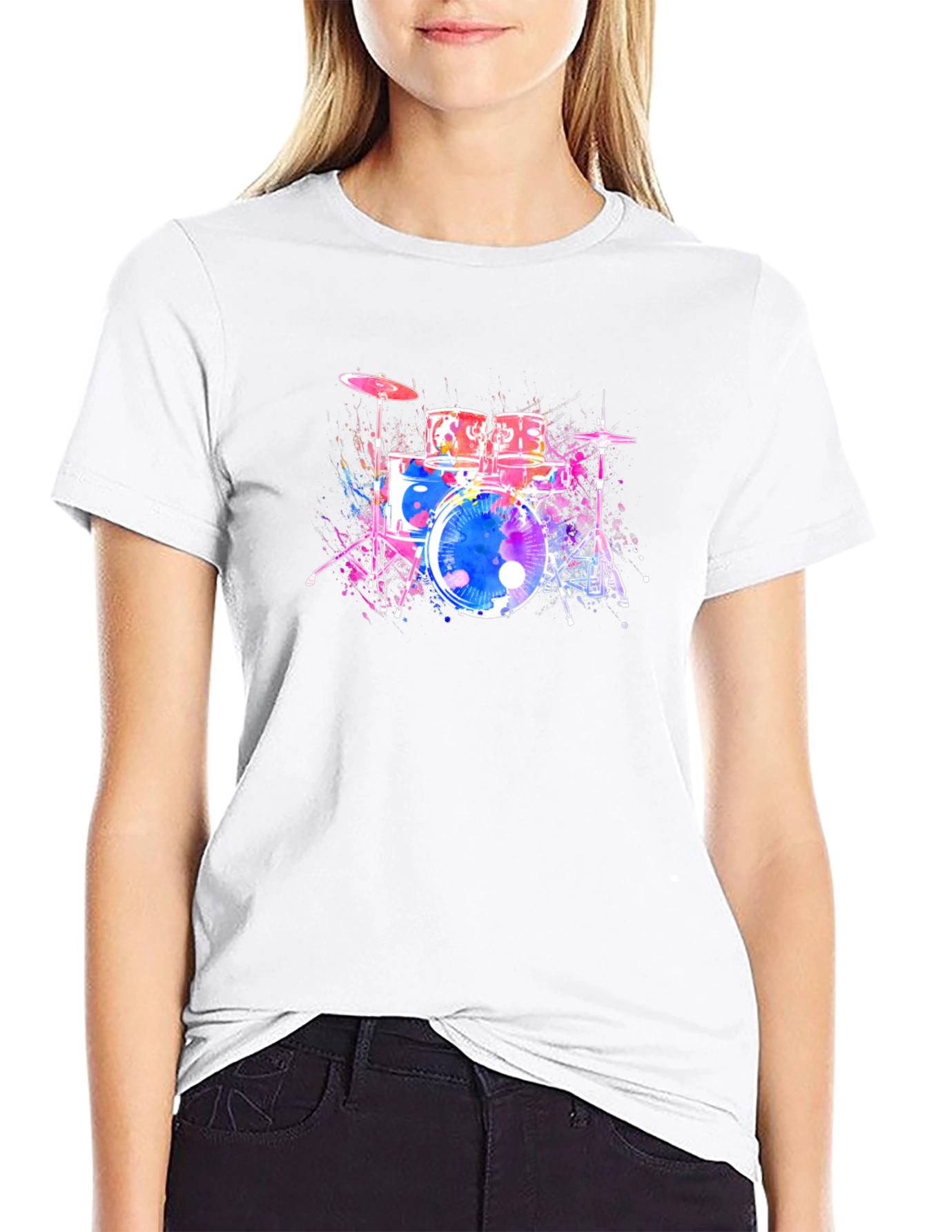 Vibrant Drum Set Graphic T-Shirt - Music Lover Tee